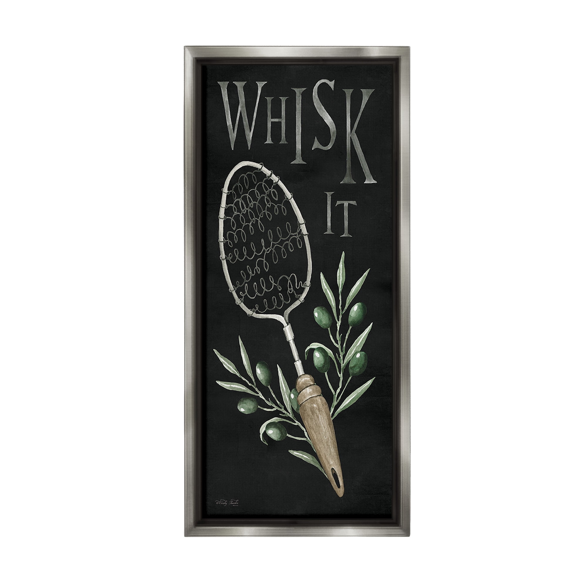 Stupell Industries Whisk It Vintage Kitchen Food & Beverage Painting Gray Floater Framed Canvas Art Print Wall Art, 14 x 31