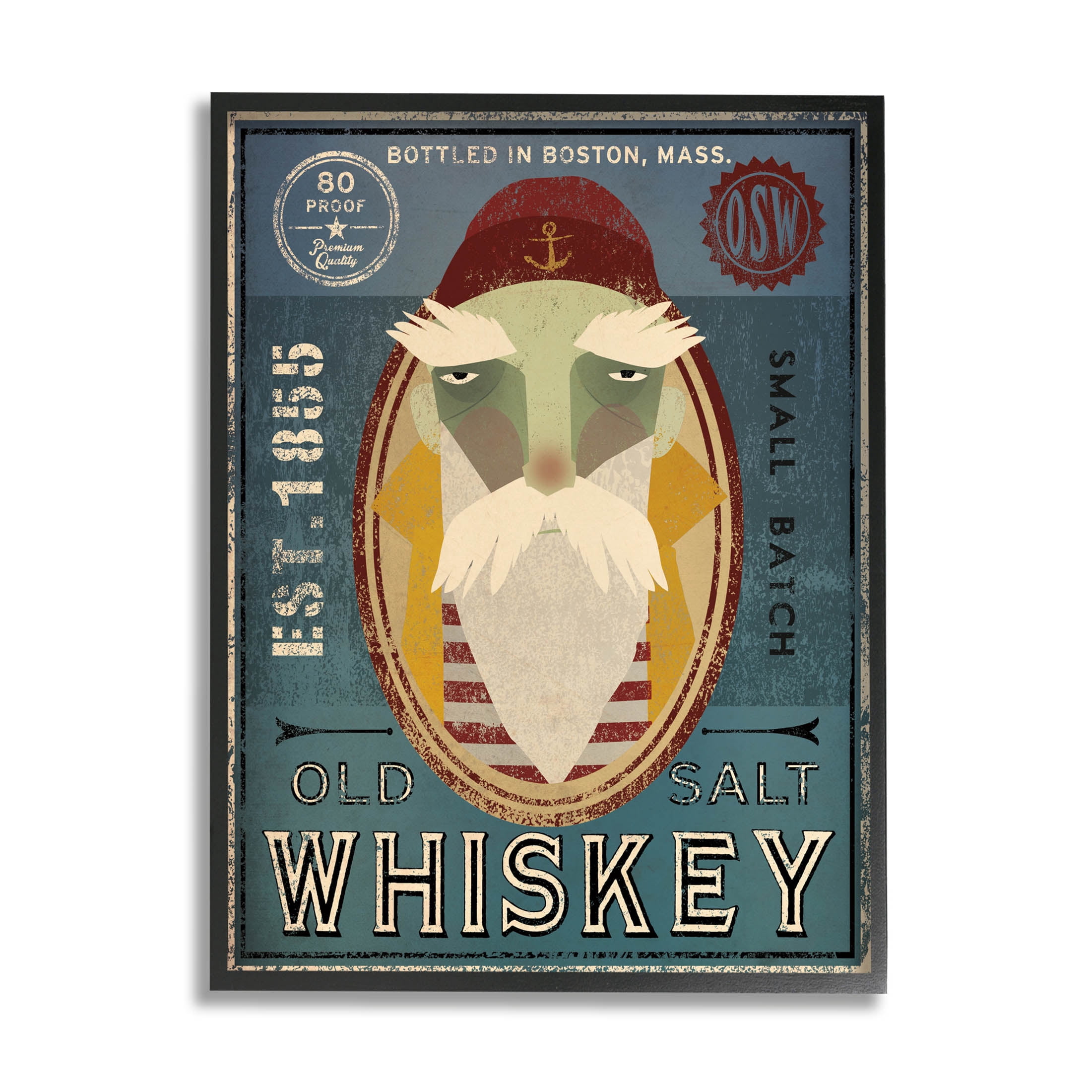Stupell Industries Whiskey Bottling Sign Graphic Art Black Framed Art Print Wall Art, Design by Ryan Fowler