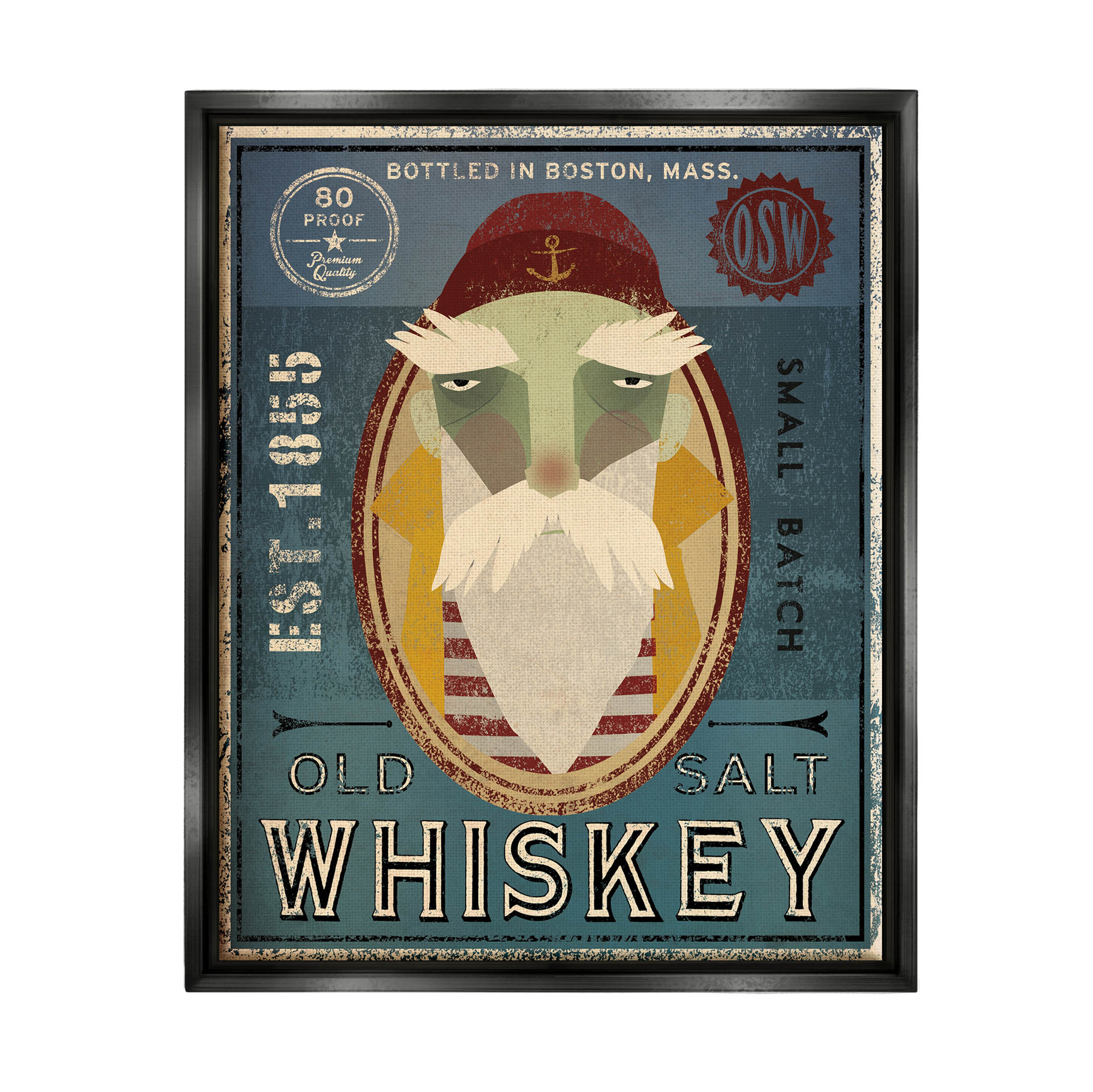 Stupell Industries Whiskey Bottling Sign Graphic Art Jet Black Floating Framed Canvas Print Wall Art, Design by Ryan Fowler