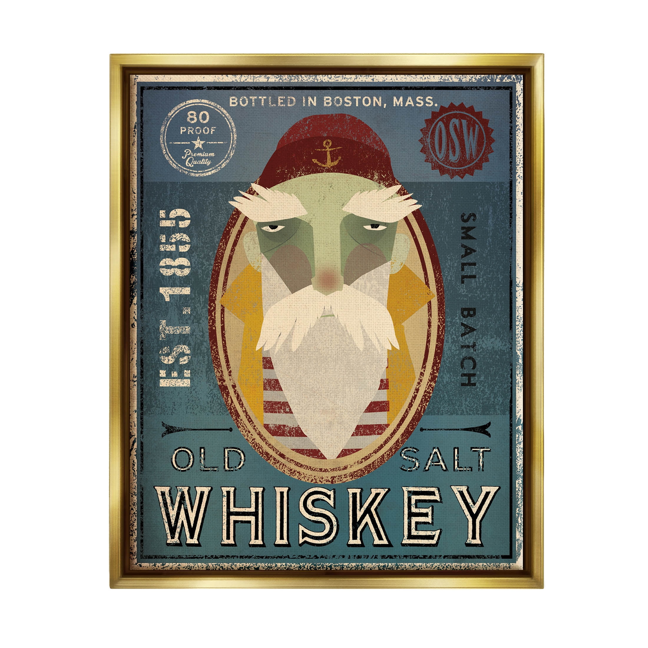 Stupell Industries Whiskey Bottling Sign Graphic Art Metallic Gold Floating Framed Canvas Print Wall Art, Design by Ryan Fowler