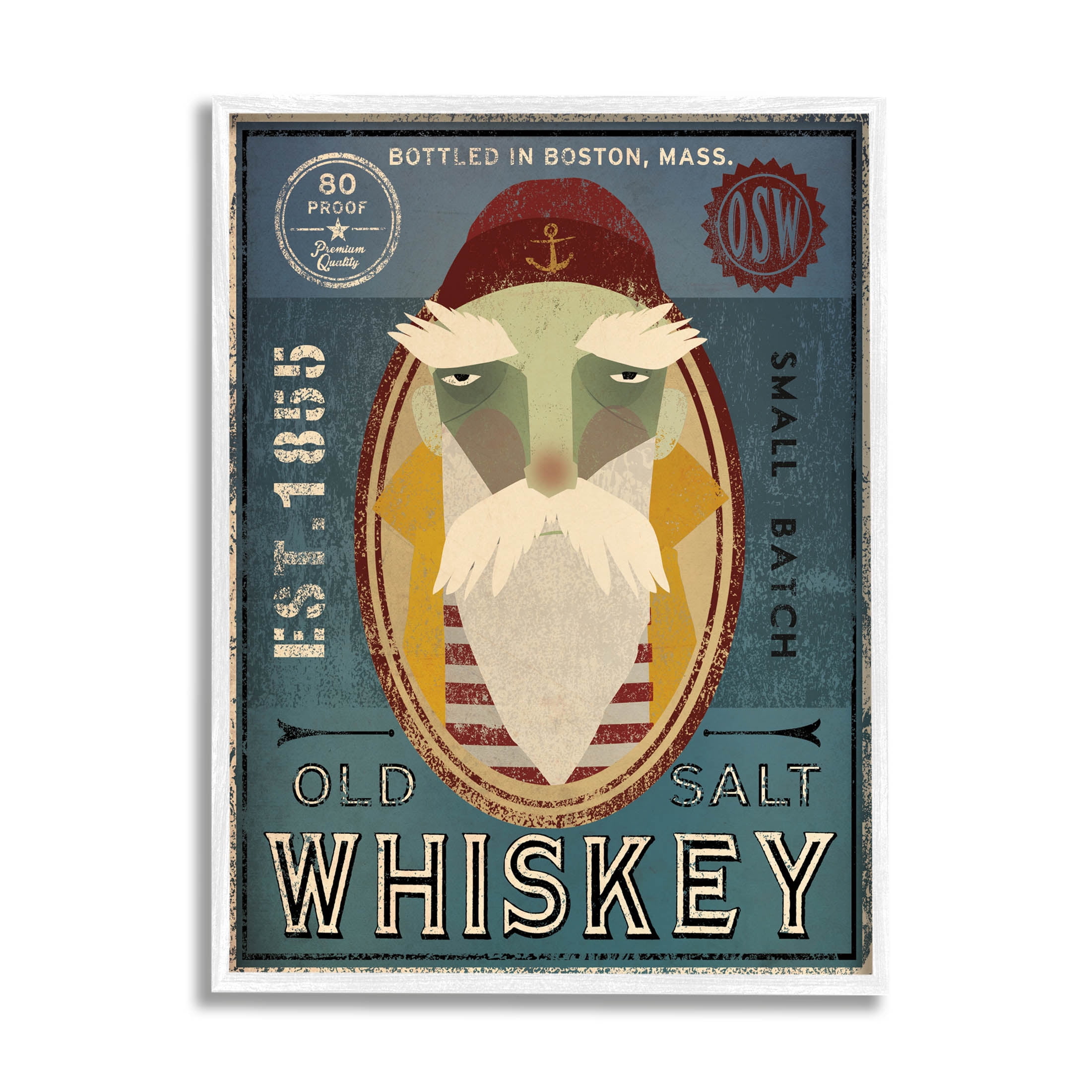 Stupell Industries Whiskey Bottling Sign Graphic Art White Framed Art Print Wall Art, Design by Ryan Fowler