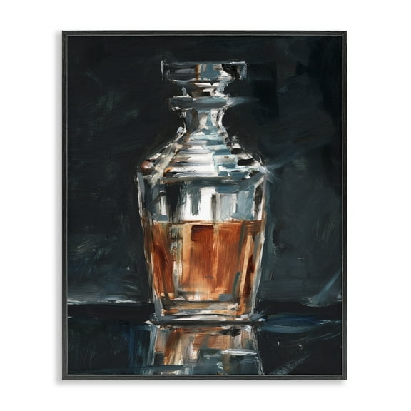 Stupell Industries Whiskey Decanter Still Life Food & Beverage Painting Black Framed Art Print Wall Art, 11 x 14