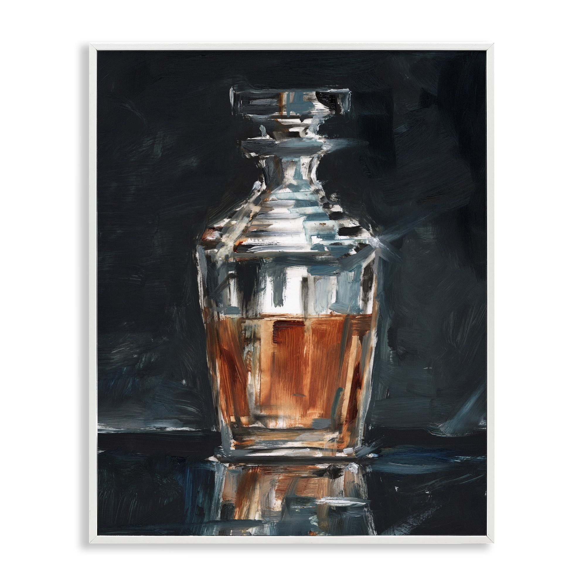 Stupell Industries Whiskey Decanter Still Life Food & Beverage Painting White Framed Art Print Wall Art, 24 x 30