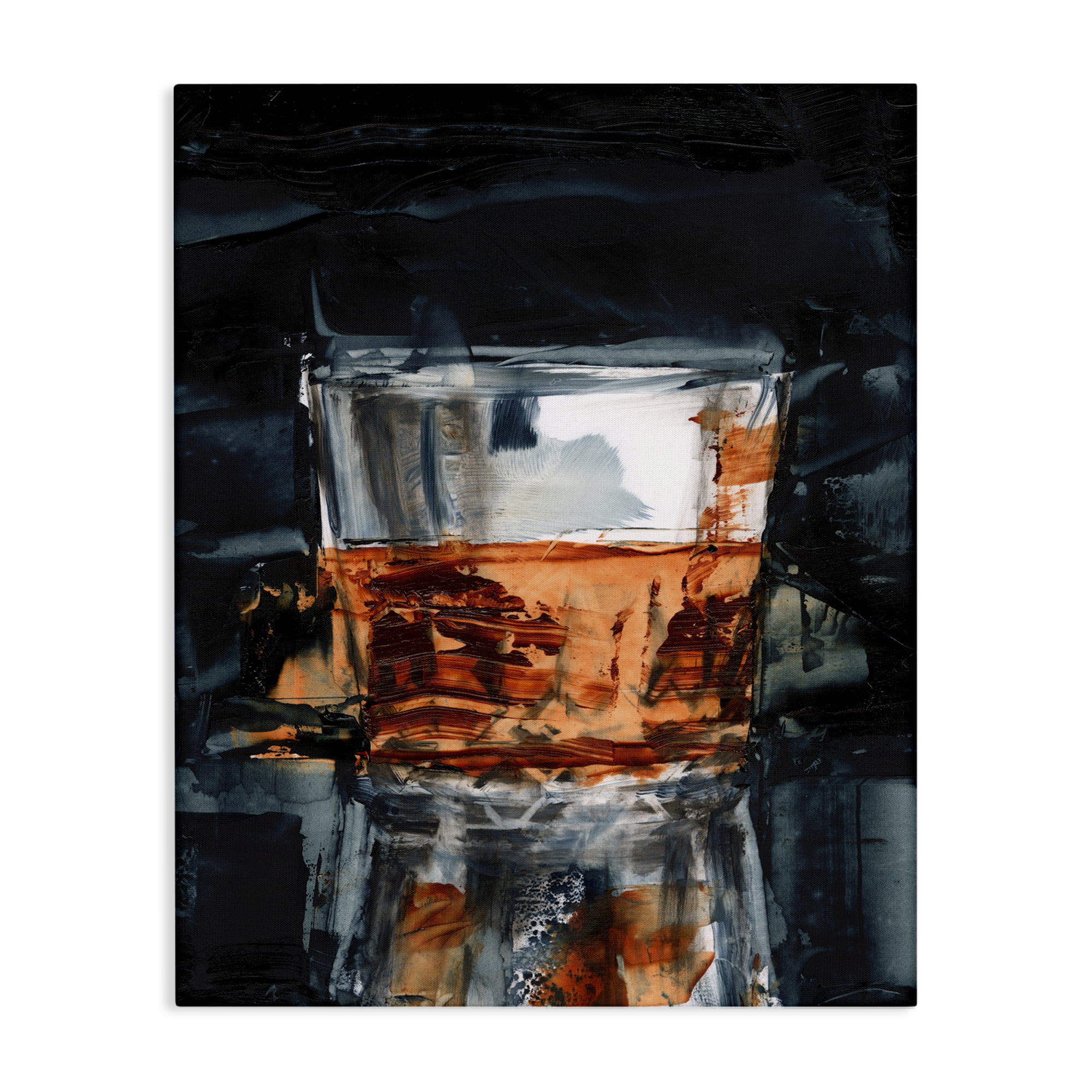 Stupell Industries Whiskey Glass Reflection Food & Beverage Painting Wrapped Canvas Art Print Wall Art, 24 x 30