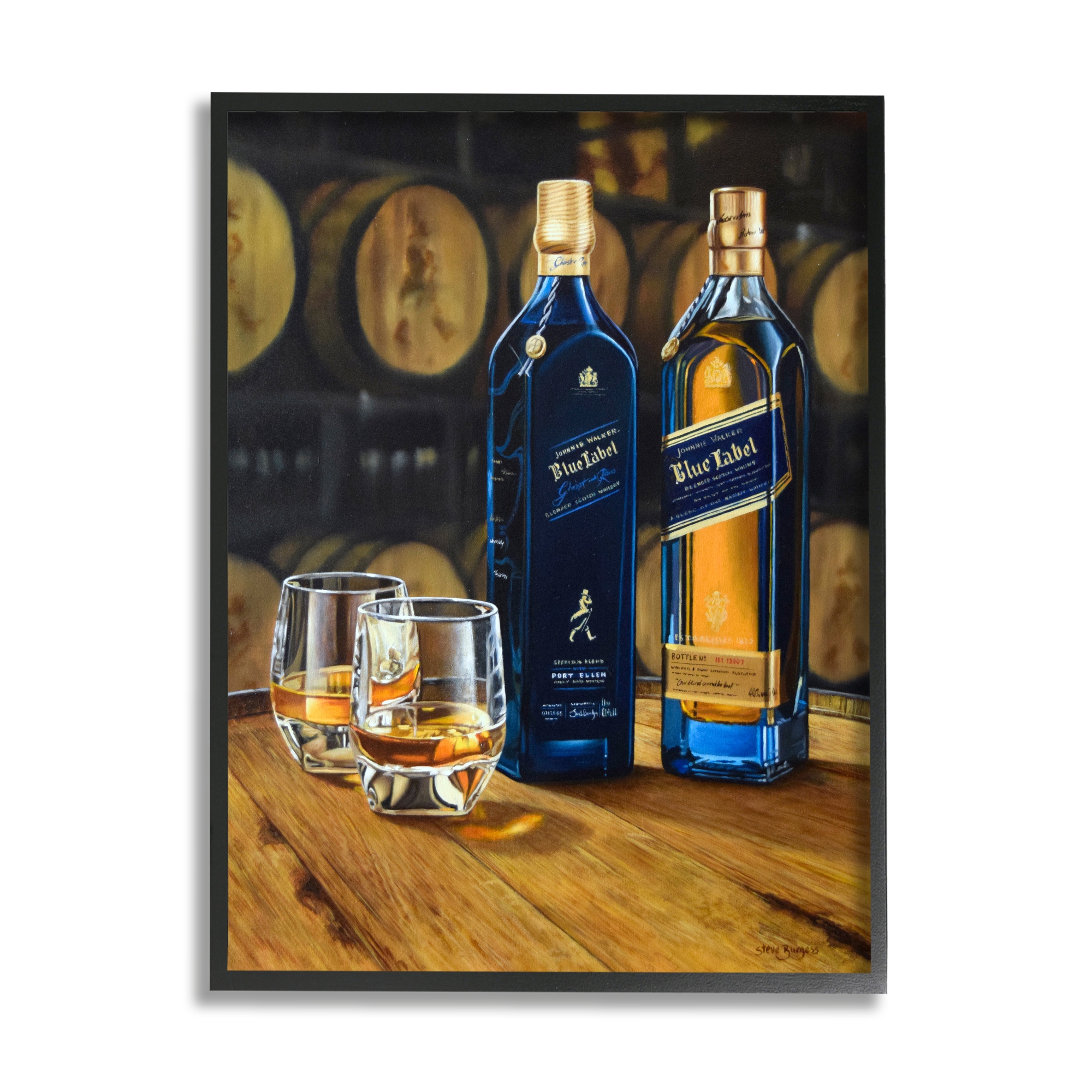 Stupell Industries Whiskey Glasses Still Life Food & Beverage Painting Black Framed Art Print Wall Art, 11 x 14