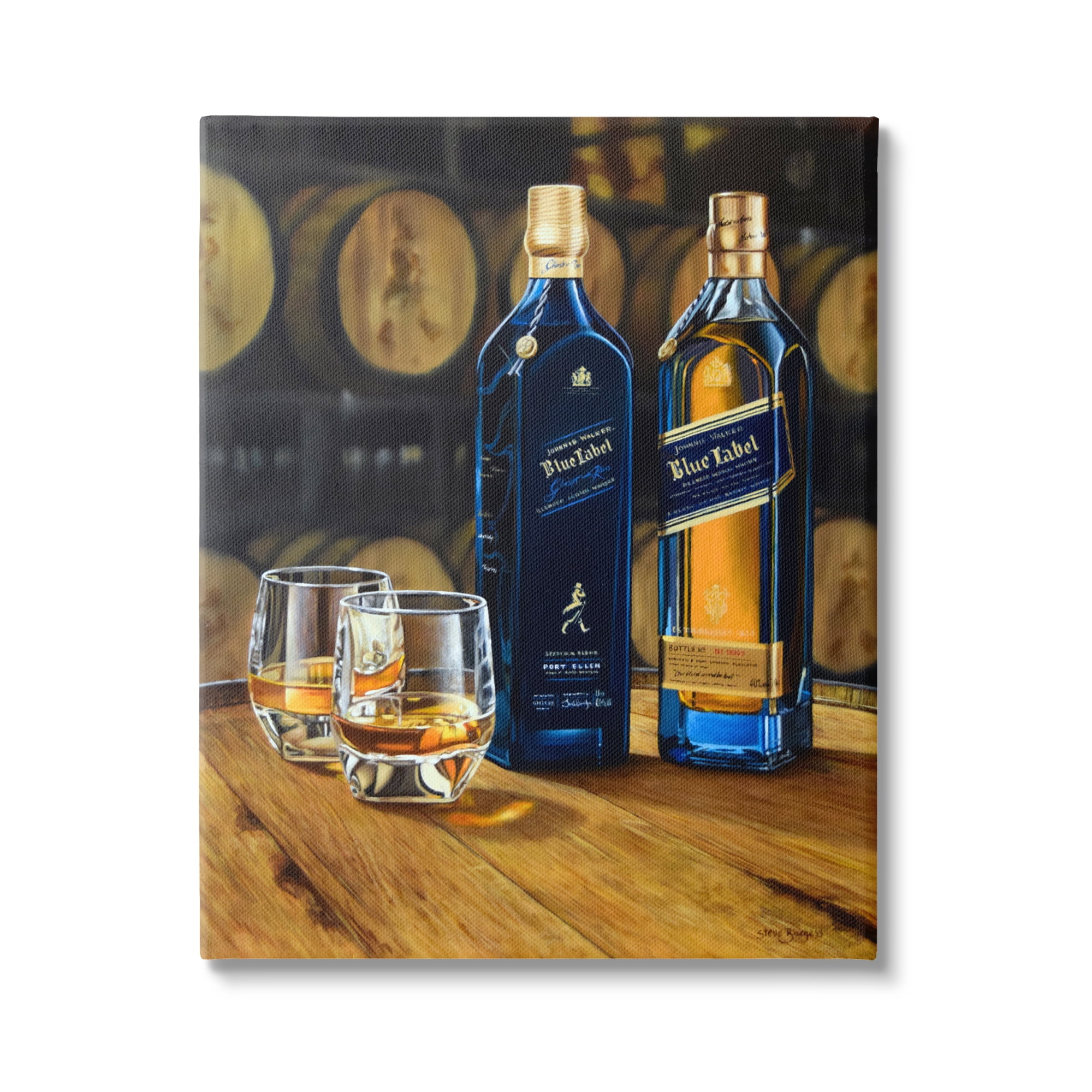 Stupell Industries Whiskey Glasses Still Life Food & Beverage Painting Gallery Wrapped Canvas Print Wall Art, 36 x 48