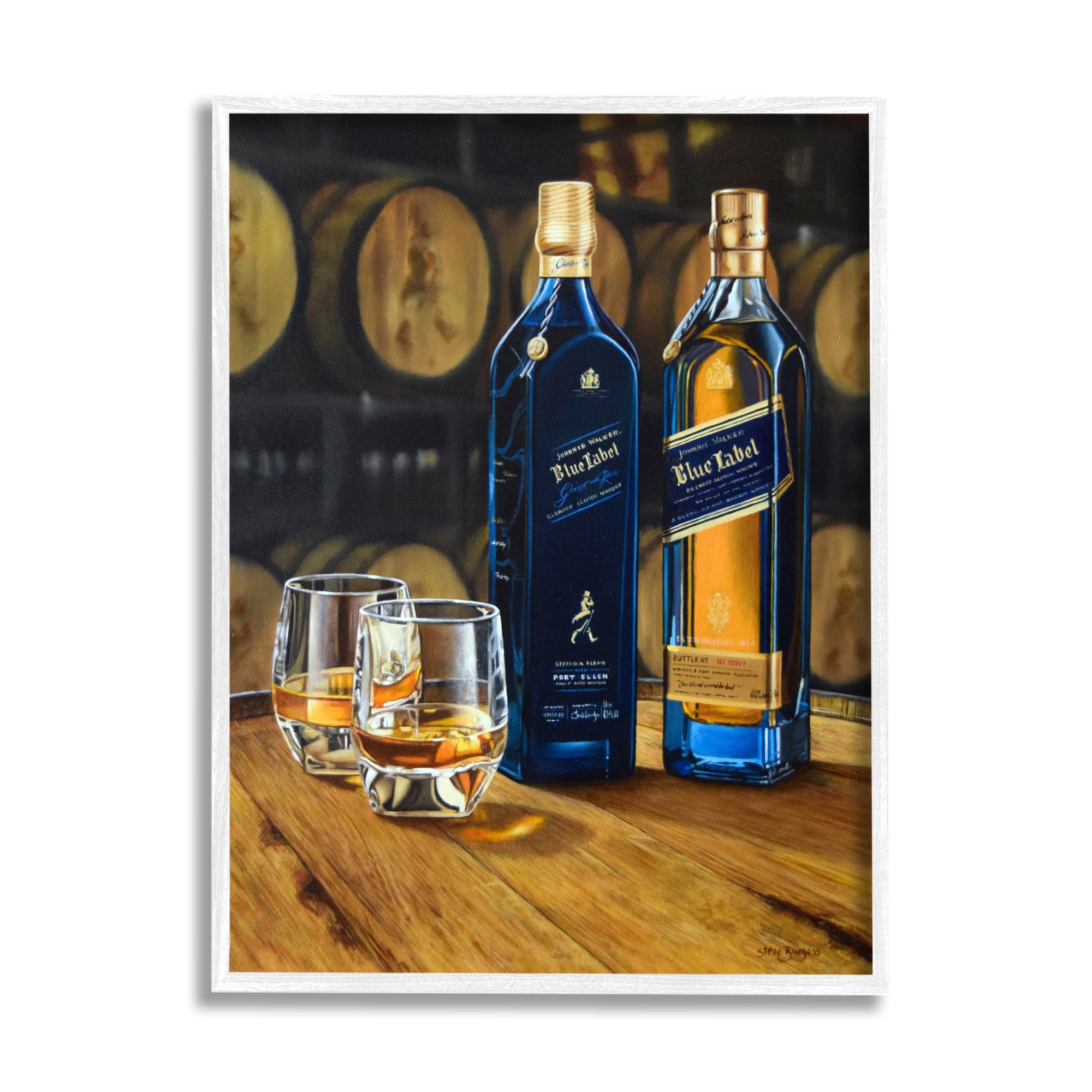 Stupell Industries Whiskey Glasses Still Life Food & Beverage Painting White Framed Art Print Wall Art, 11 x 14