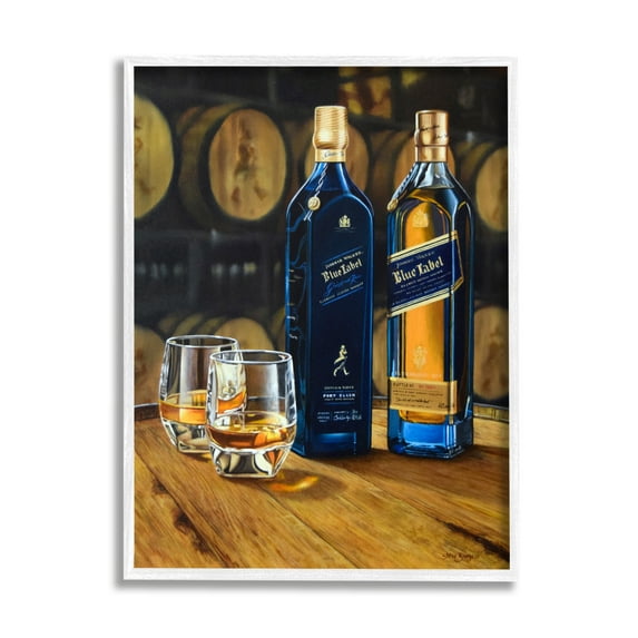 Stupell Industries Whiskey Glasses Still Life Food & Beverage Painting White Framed Art Print Wall Art, 16 x 20