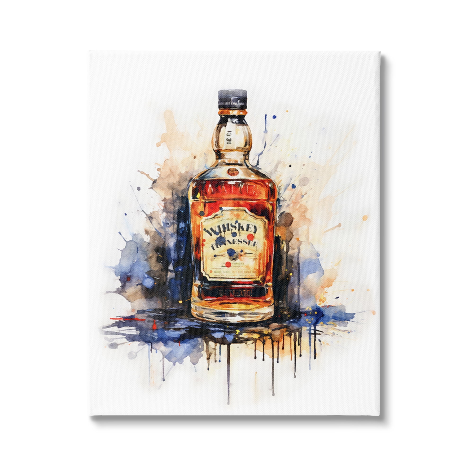 Stupell Industries Whiskey Modern Splash Food & Beverage Painting Gallery Wrapped Canvas Print Wall Art, 30 x 40