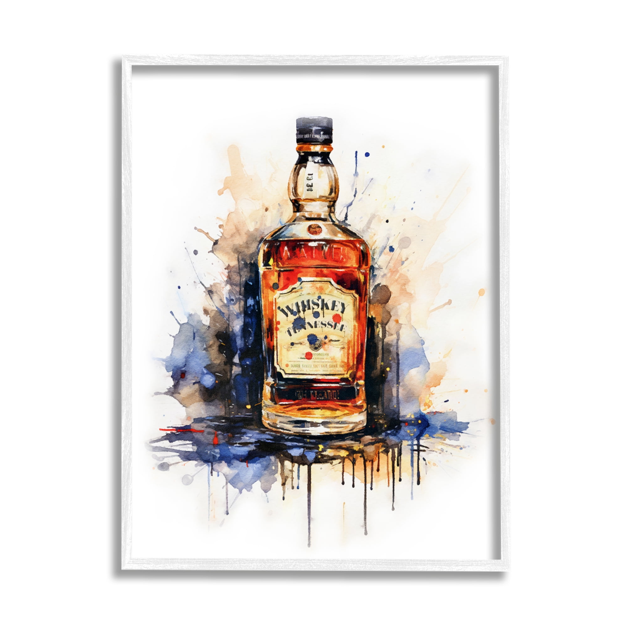 Stupell Industries Whiskey Modern Splash Food & Beverage Painting White Framed Art Print Wall Art, 24 x 30