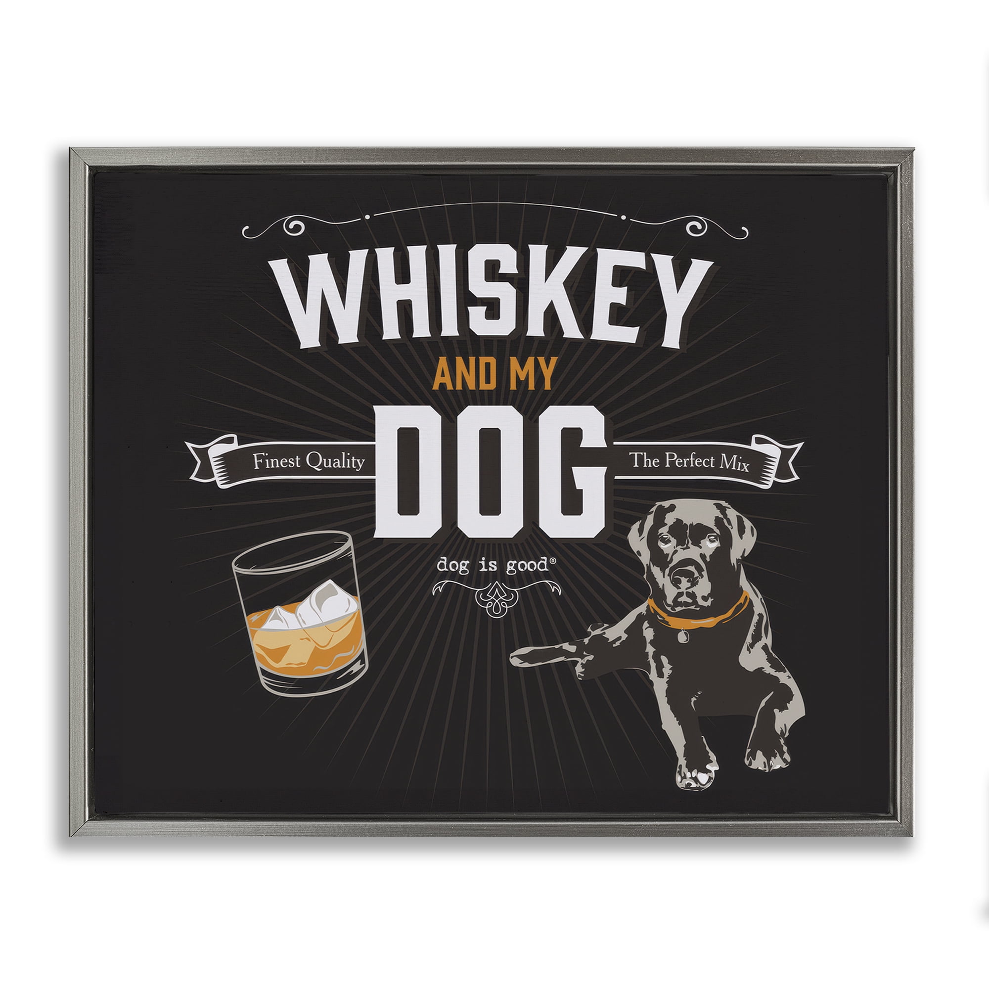 Stupell Industries Whiskey & My Dog Animals Painting Gray Floater ... Stupell Industries Whiskey & My Dog Animals Painting Gray Floater ...