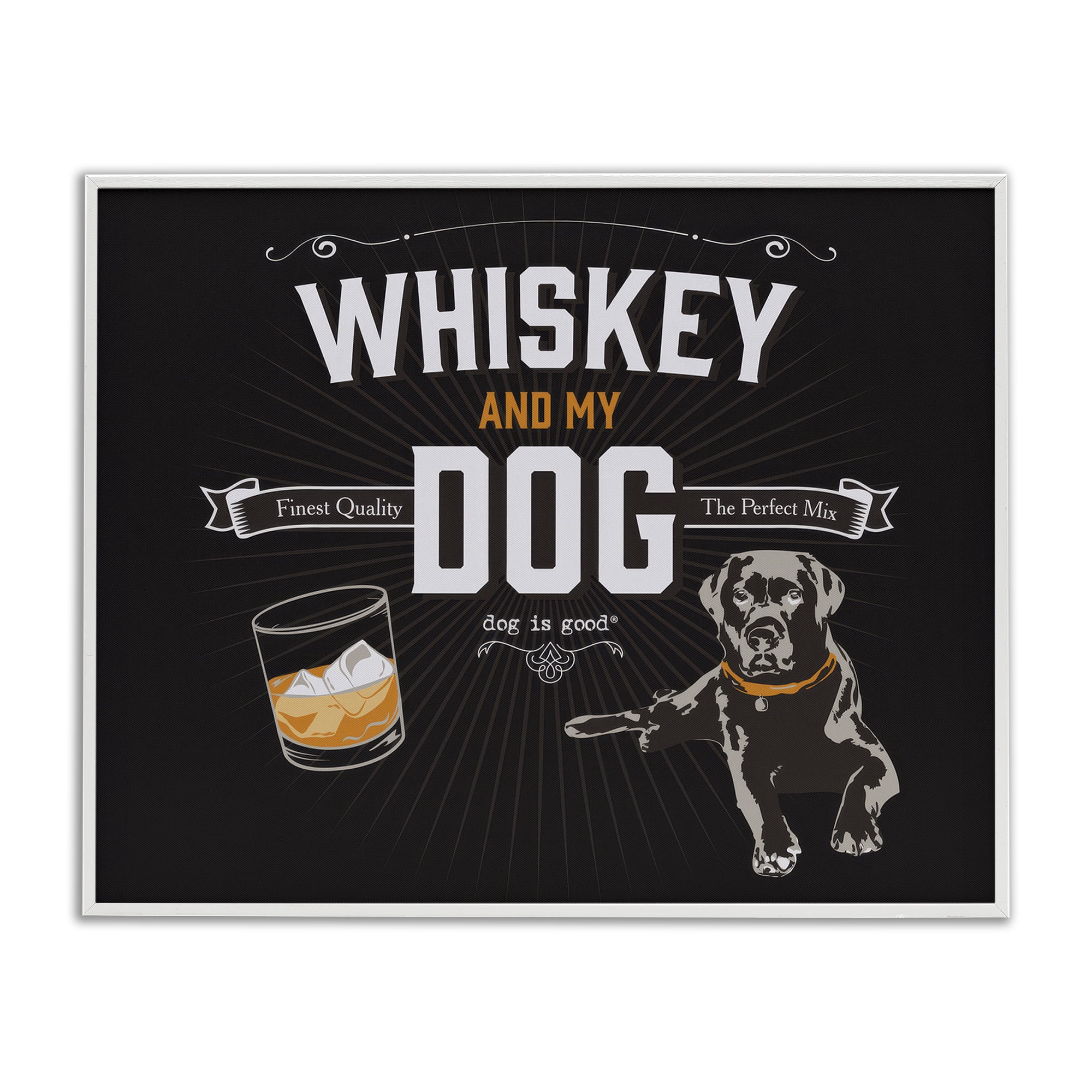 Stupell Industries Whiskey & My Dog Animals Painting White Framed Art Print Wall Art, 14 x 11