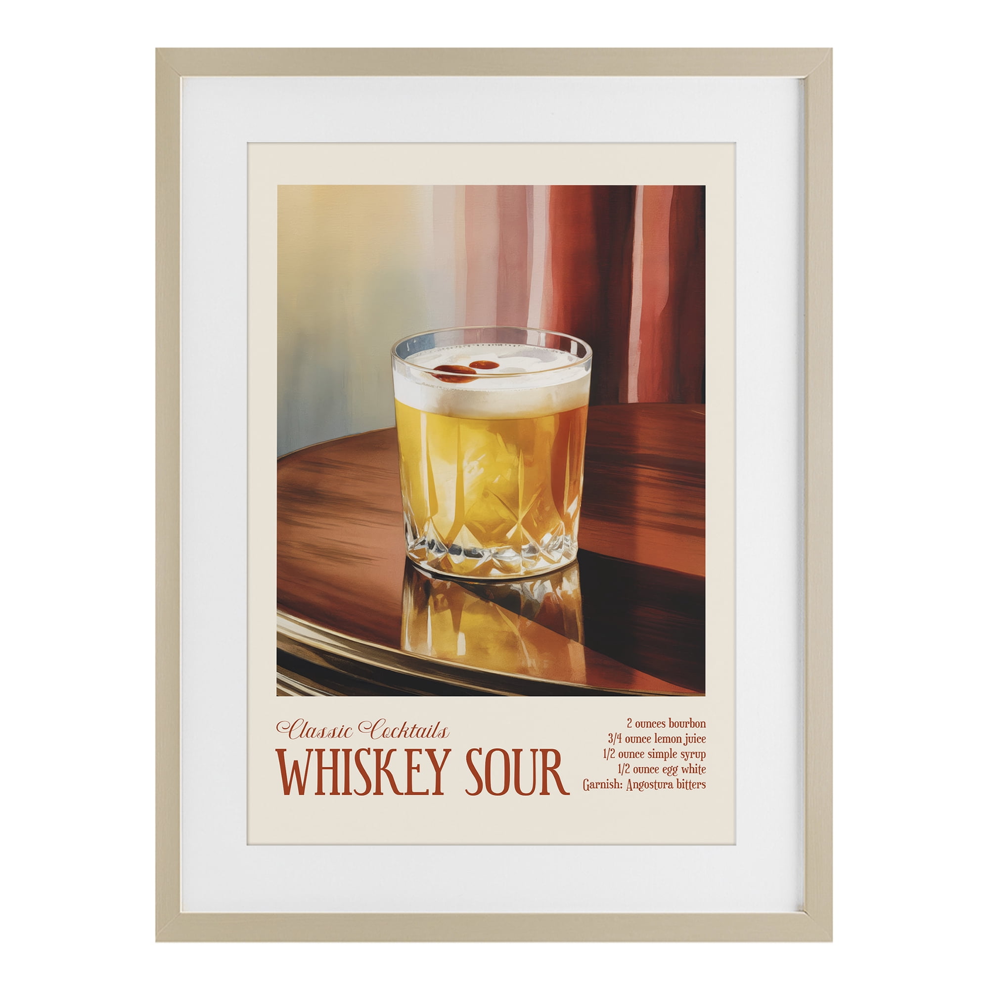 Stupell Industries Whiskey Sour on Table Birch Framed Print Under Glass, design by Andreas Magnusson