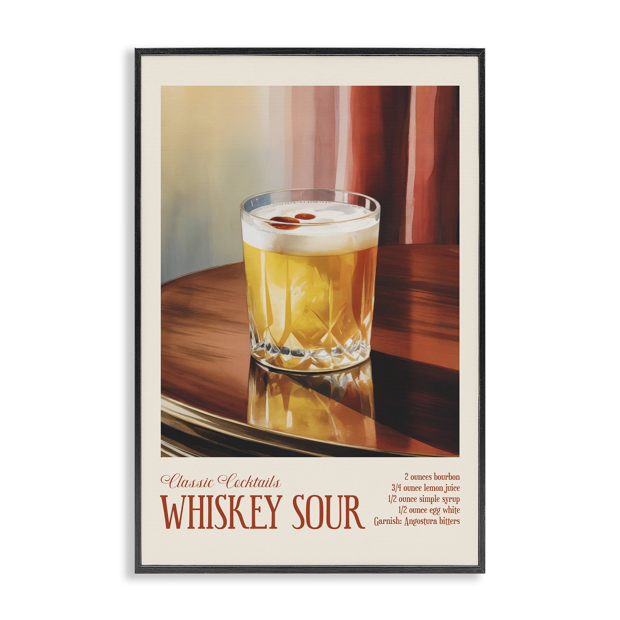 Stupell Industries Whiskey Sour on Table Black Framed Giclee Art, design by Andreas Magnusson