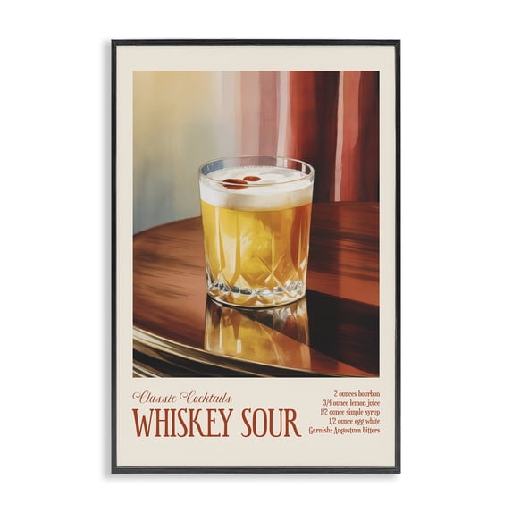 Stupell Industries Modern Whiskey Sour on Table Black Framed Giclee Art, 20 x 30, by Andreas Magnusson