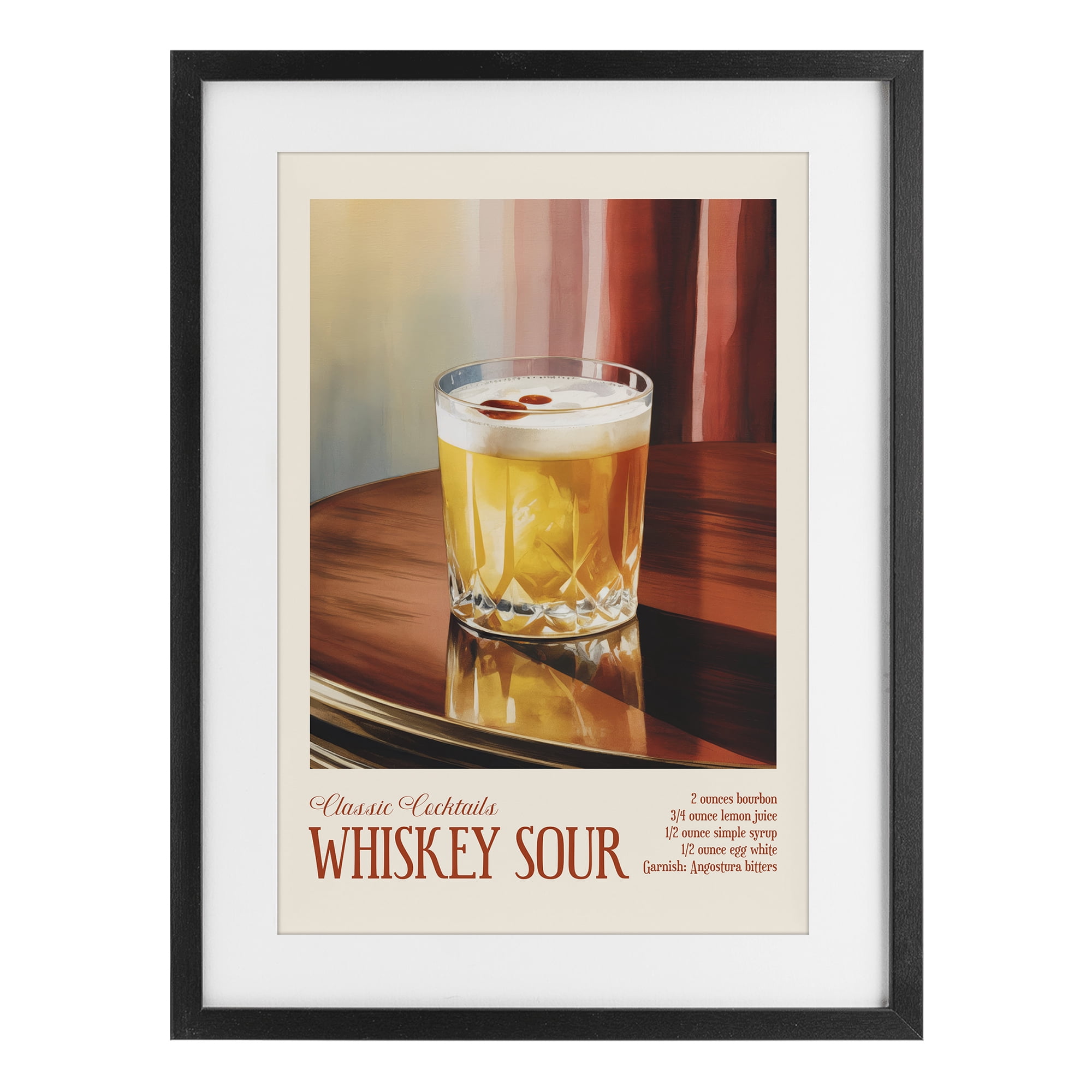 Stupell Industries Whiskey Sour on Table Black Framed Print Under Glass, design by Andreas Magnusson