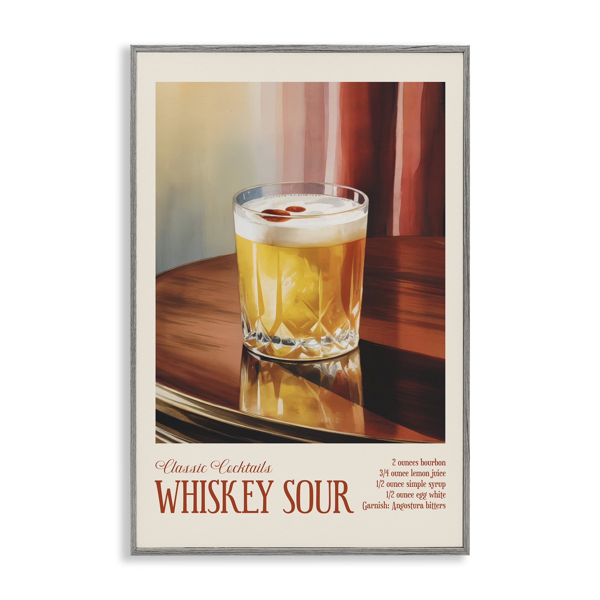 Stupell Industries Whiskey Sour on Table Gray Framed Giclee Art, design by Andreas Magnusson