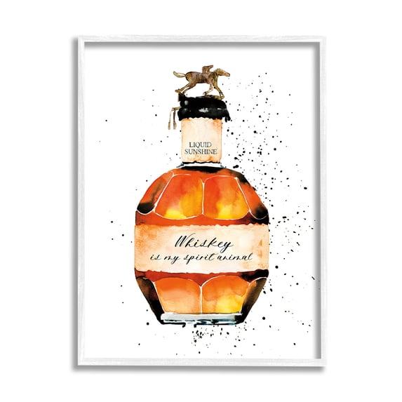 Stupell Industries Whiskey is My Spirit Animal Quote Liquor Bottle Painting Framed Art Print Wall Art, 11x14, By Mercedes Lopez Charro
