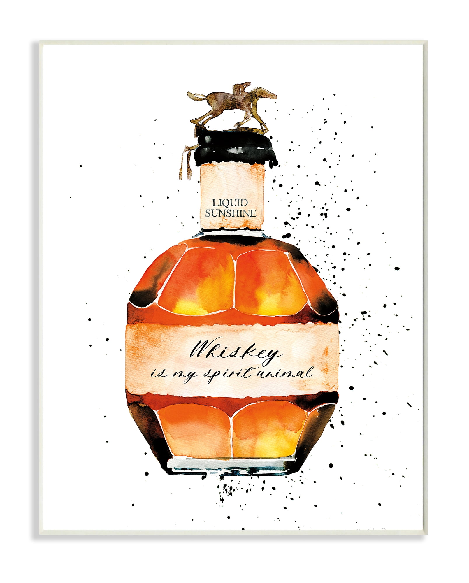 Stupell Industries Whiskey is My Spirit Animal Quote Liquor Bottle Wall Plaque, 13 x 19, Design by Mercedes Lopez Charro