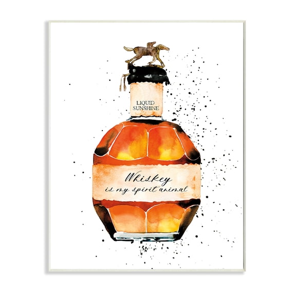 Stupell Industries Whiskey is My Spirit Animal Quote Liquor Bottle Wall Plaque, 13 x 19, Design by Mercedes Lopez Charro