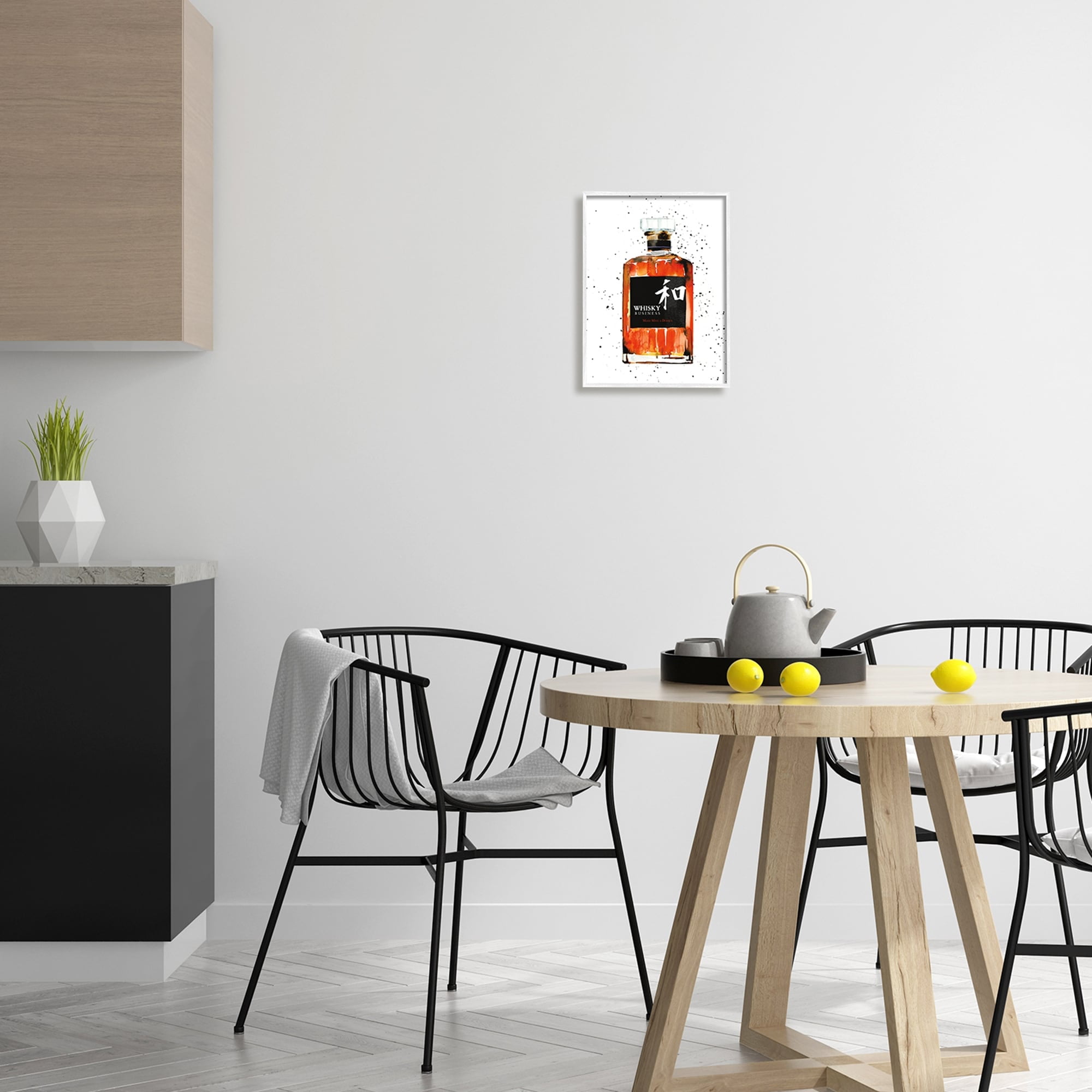 Stupell Industries Whisky Business Quote Japanese Liquor Bottle Painting Framed Art Print Wall Art, 11x14, By Mercedes Lopez Charro