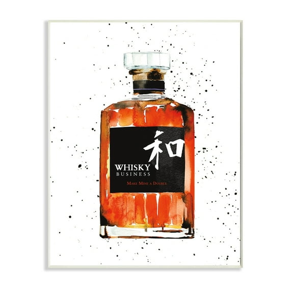Stupell Industries Whisky Business Quote Japanese Liquor Bottle Wall Plaque, 10 x 15, Design by Mercedes Lopez Charro