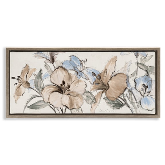 Stupell Industries Whispering Florals Neutral Brown Framed Floater Canvas Wall Art, design by Lanie Loreth
