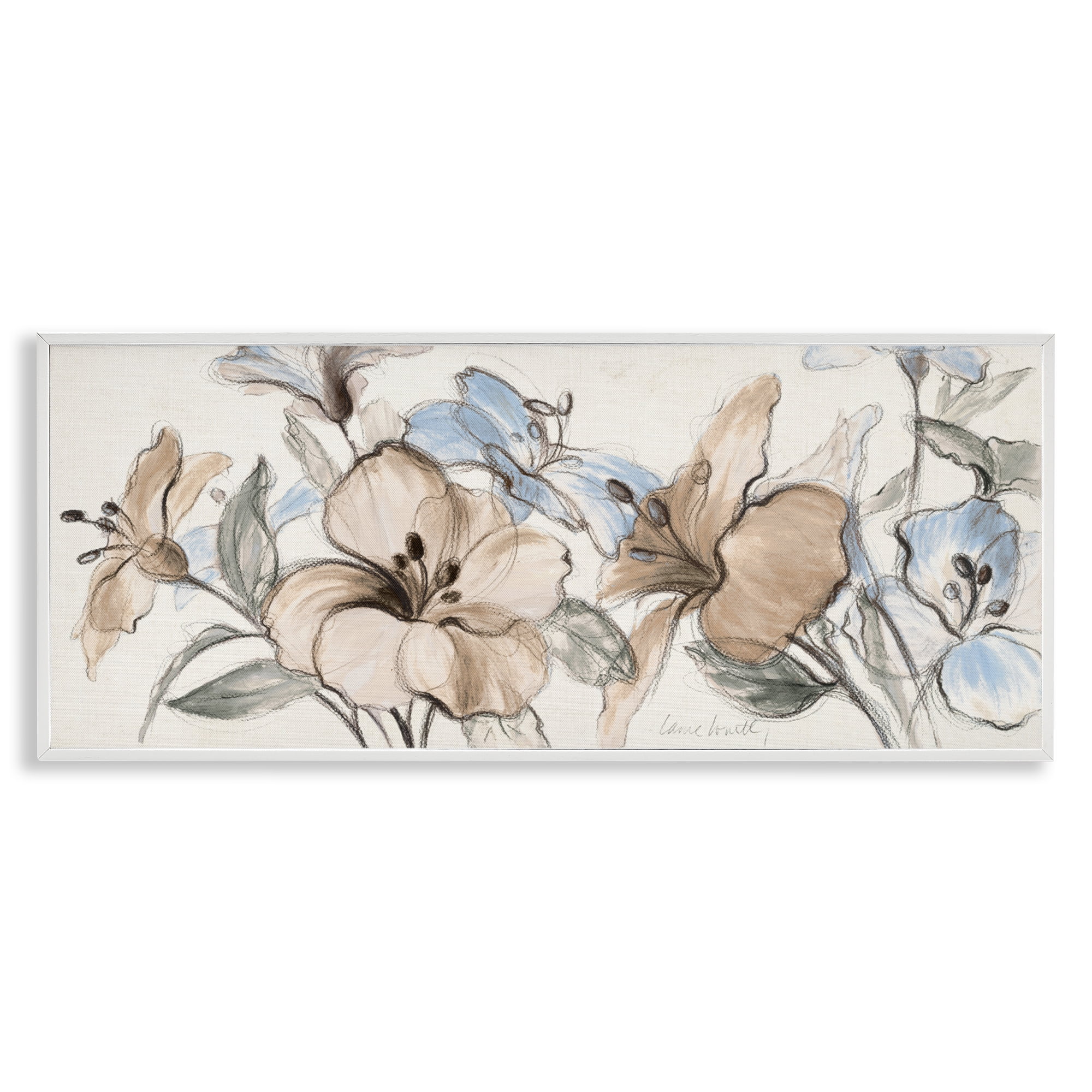 Stupell Industries Whispering Florals Neutral White Framed Giclee Art, design by Lanie Loreth