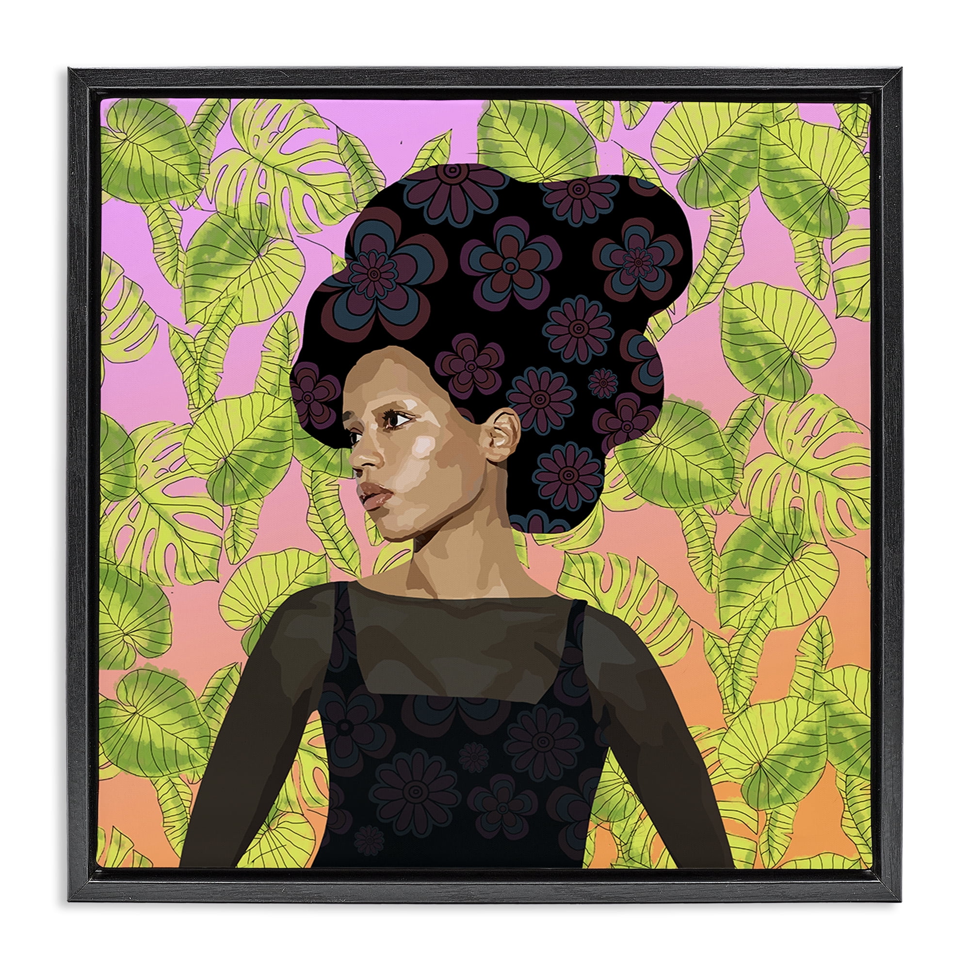 Stupell Industries Whispers Of Bloom Black Framed Floater Canvas Wall Art, design by Lynnda Rakos