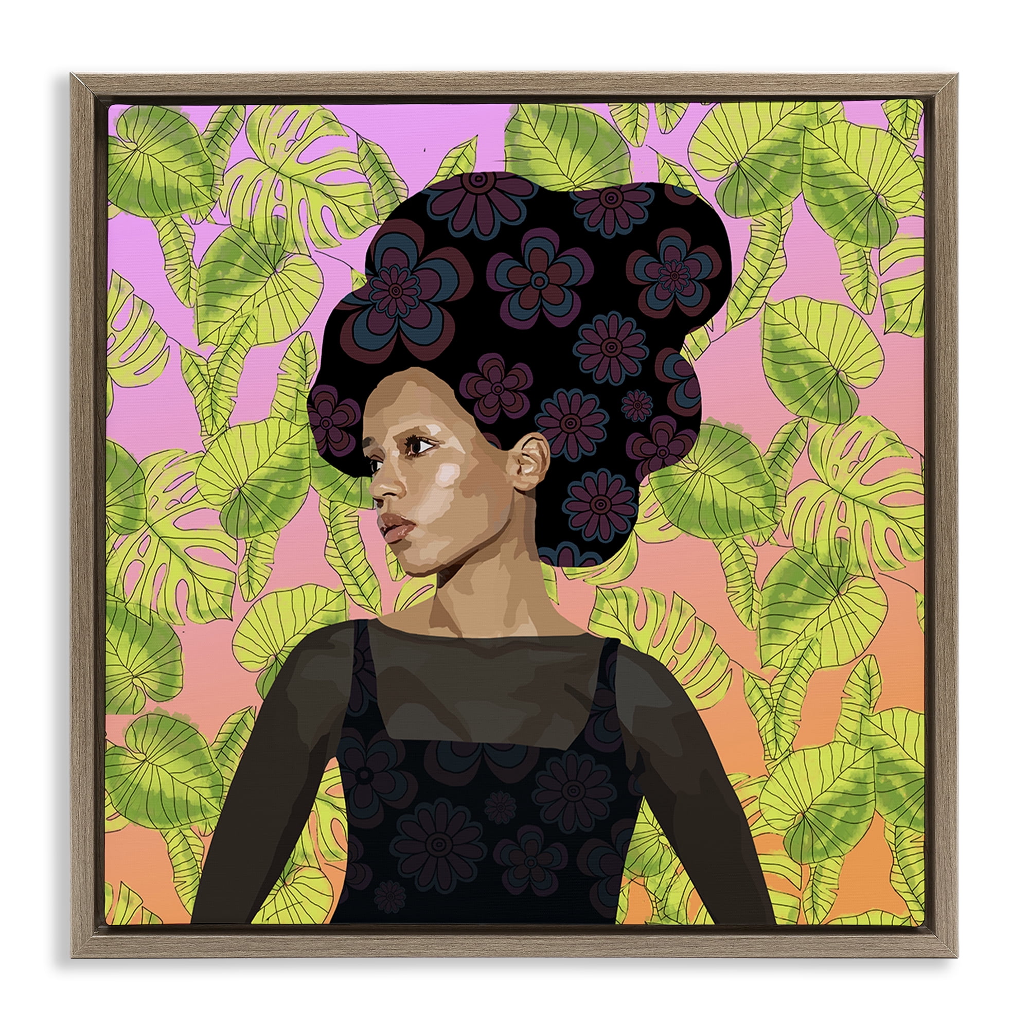 Stupell Industries Whispers Of Bloom Brown Framed Floater Canvas Wall Art, design by Lynnda Rakos