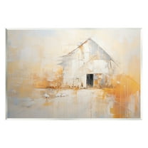 Stupell Industries White Abstract Barn Painting Abstract Painting Unframed Art Print Wall Art, 15 x 10