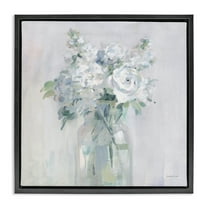 Stupell Industries White Abstract Bouquet Botanical & Floral Painting Black Floater Framed Canvas Art Print Wall Art, 18 x 18