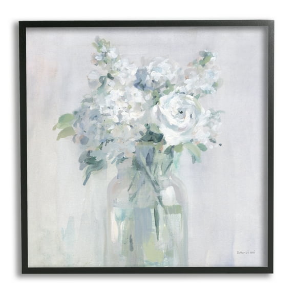 Stupell Industries White Abstract Bouquet Botanical & Floral Painting Black Framed Art Print Wall Art, 12 x 12