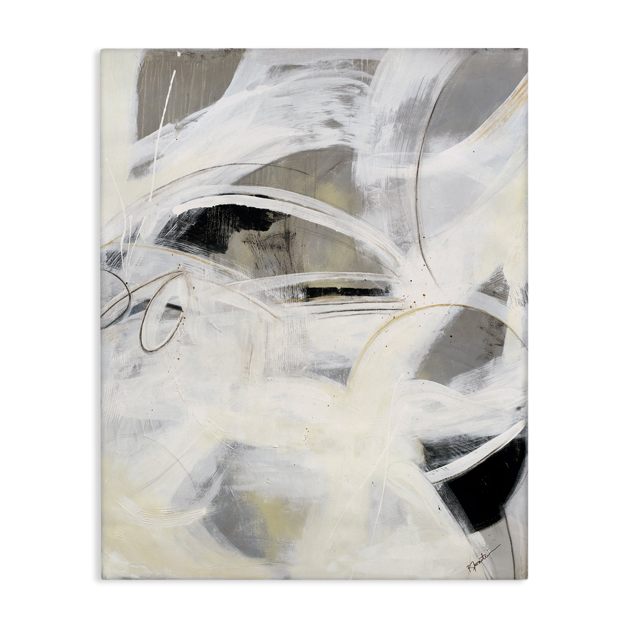 Stupell Industries White Abstract Expression Abstract Painting Wrapped Canvas Art Print Wall Art, 30 x 40
