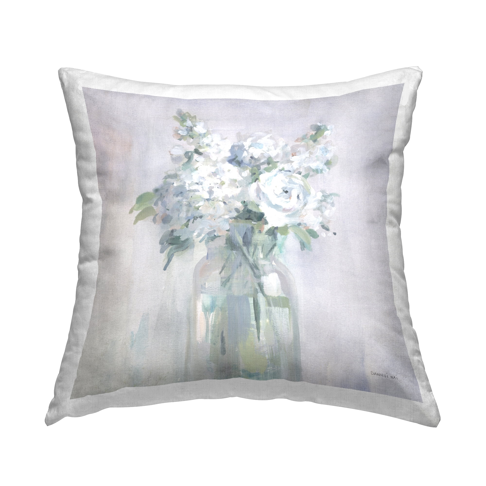 Stupell Industries White Abstract Rose Bouquet Square Decorative Printed Throw Pillow, 18 x 18
