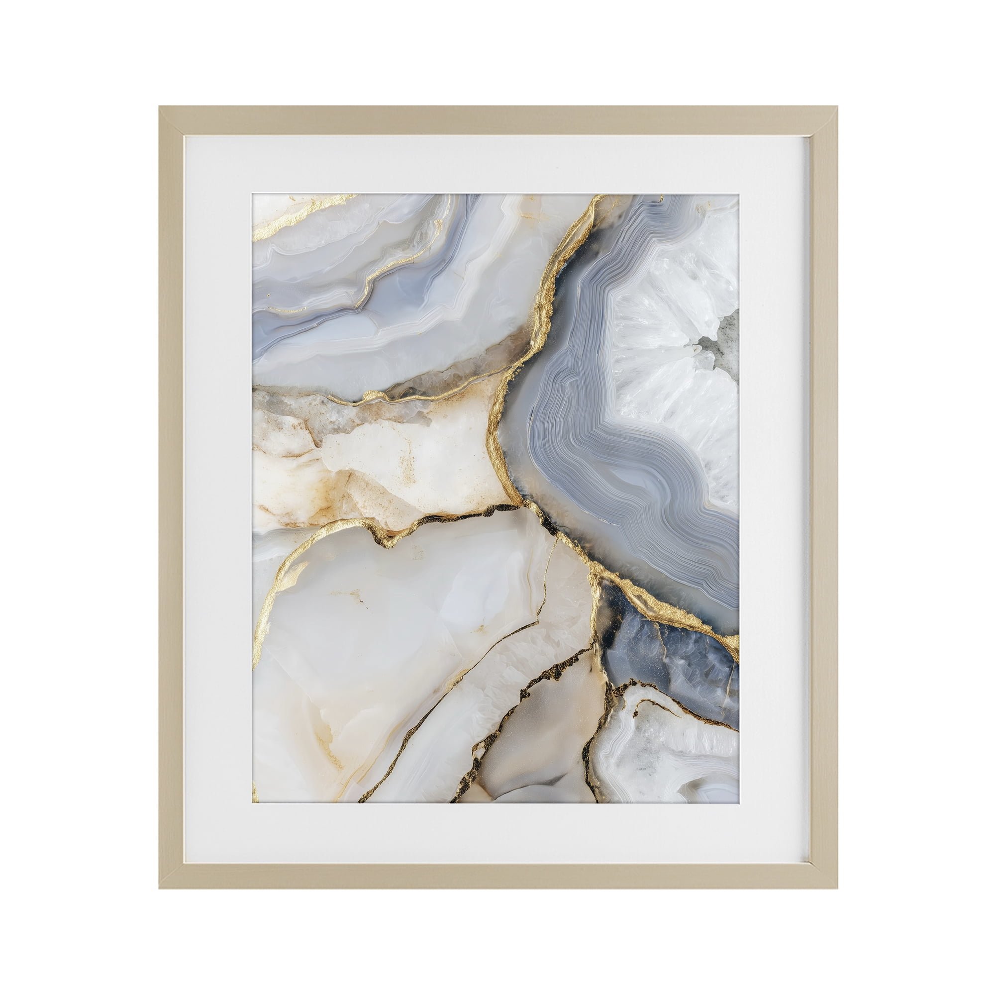 Stupell Industries White And Gray Geode Birch Framed Print Under Glass, design by Svetlana Aleynikova