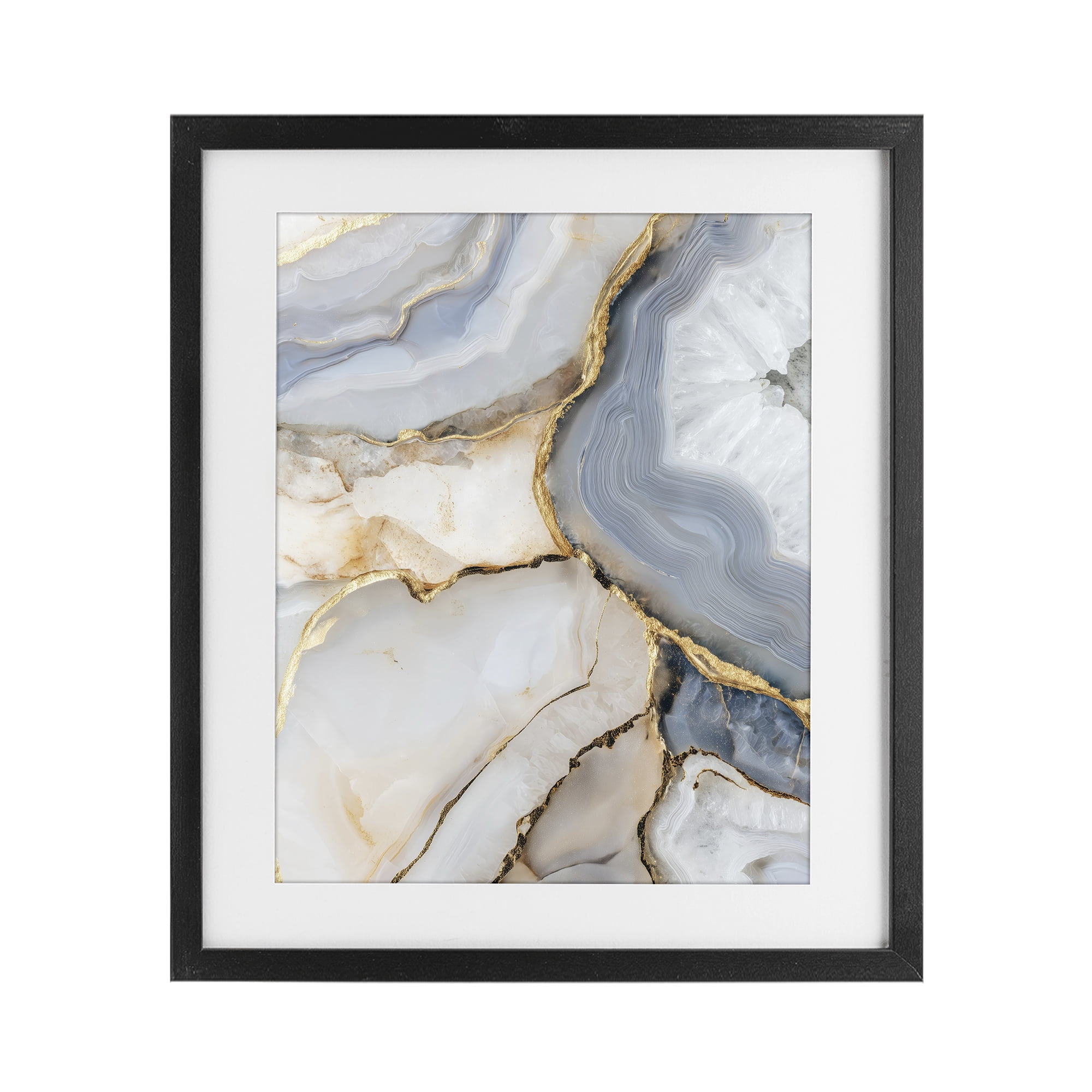 Stupell Industries White And Gray Geode Black Framed Print Under Glass, design by Svetlana Aleynikova