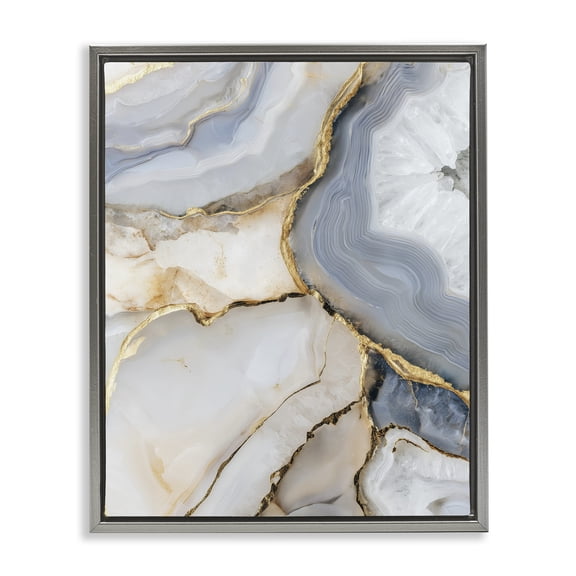 Stupell Industries White And Gray Geode Gray Framed Floater Canvas Wall Art, design by Svetlana Aleynikova