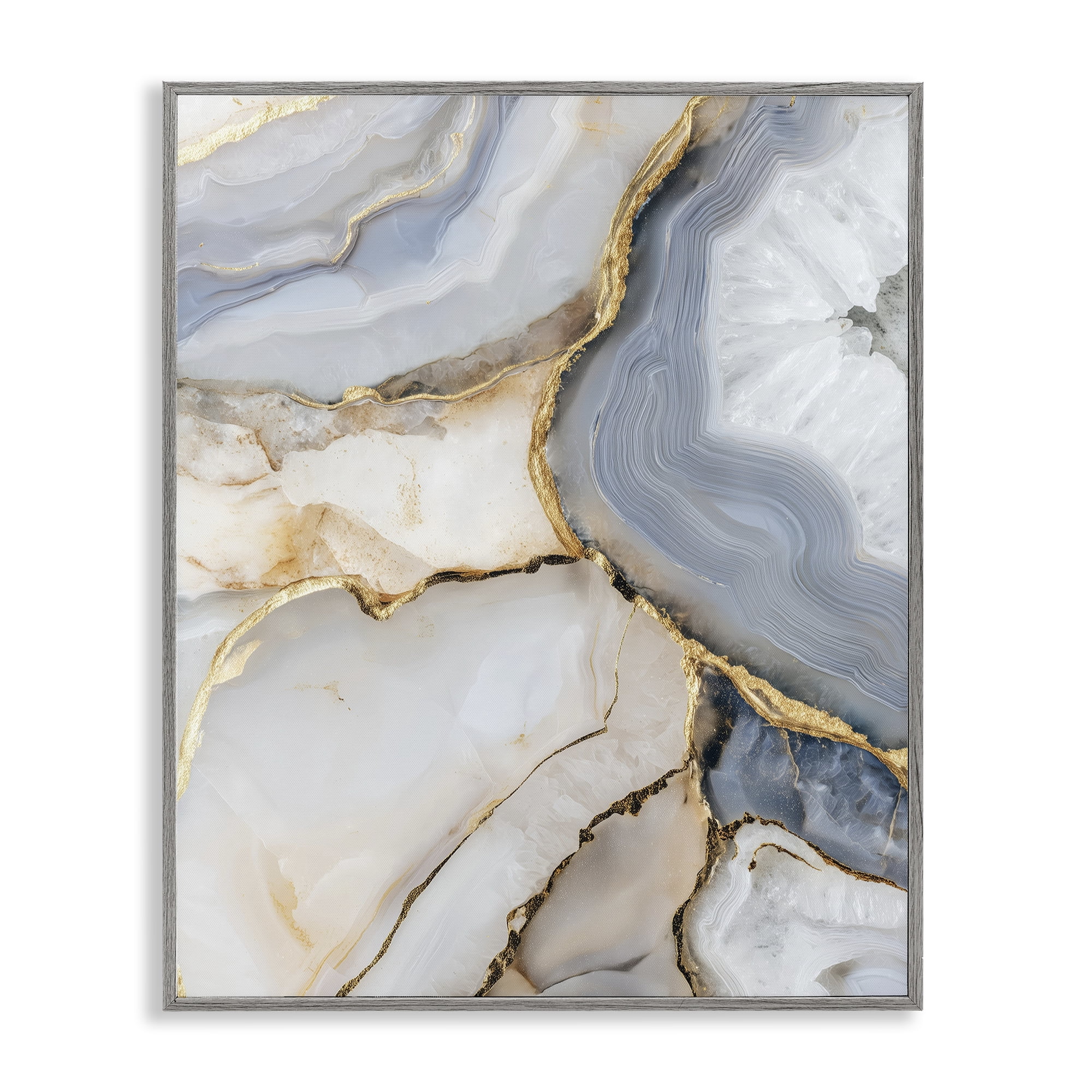 Stupell Industries White And Gray Geode Gray Framed Giclee Art, design by Svetlana Aleynikova