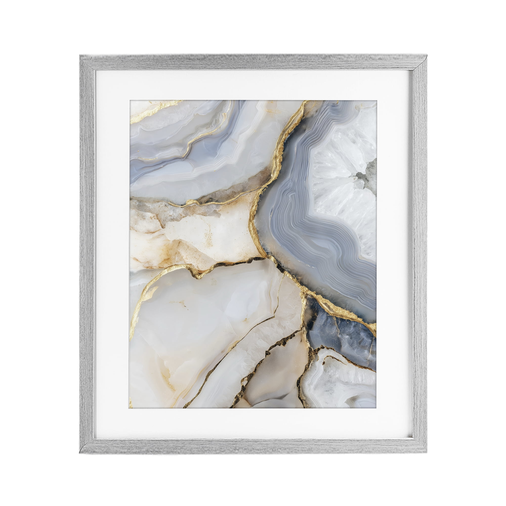Stupell Industries White And Gray Geode Gray Framed Print Under Glass, design by Svetlana Aleynikova