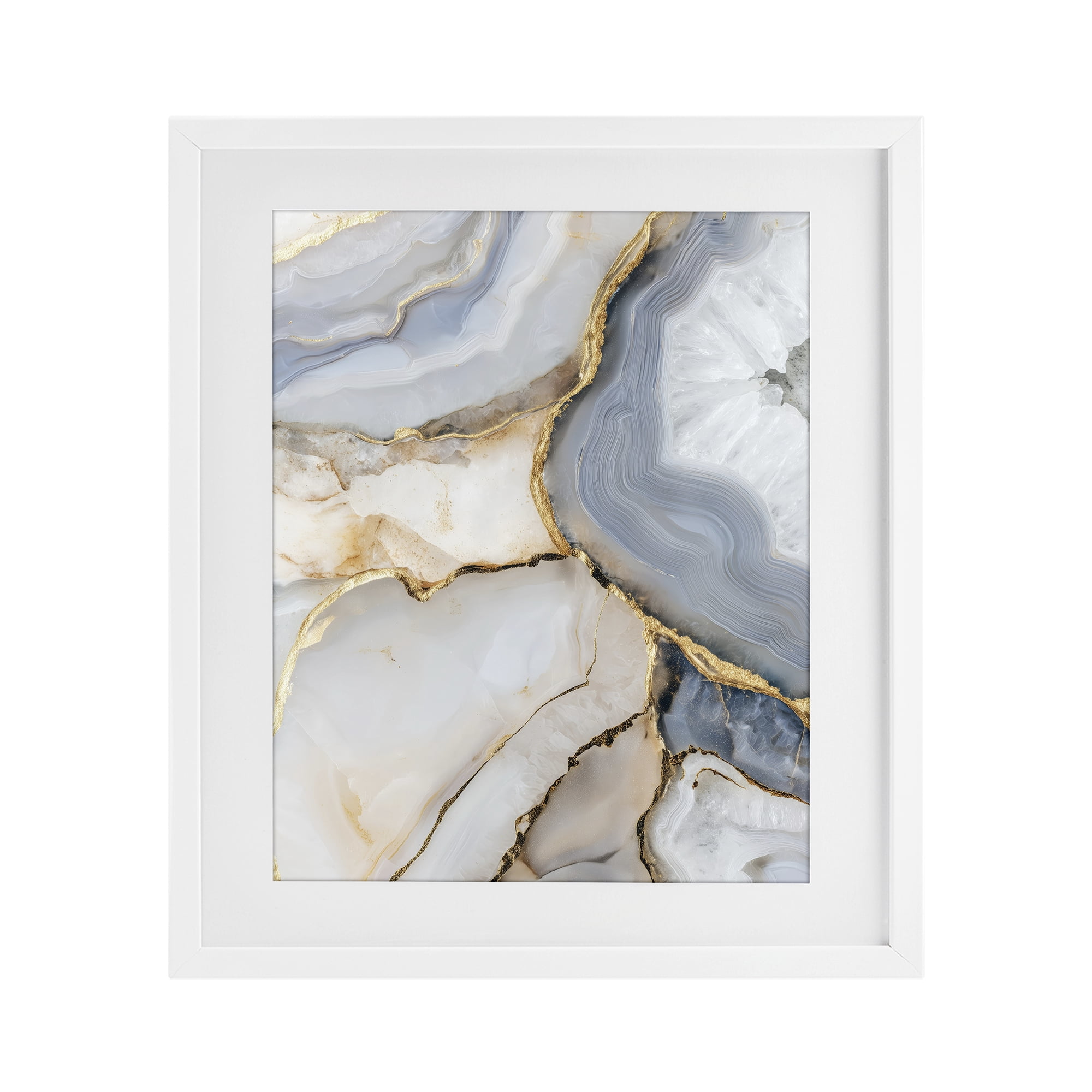 Stupell Industries White And Gray Geode White Framed Print Under Glass, design by Svetlana Aleynikova