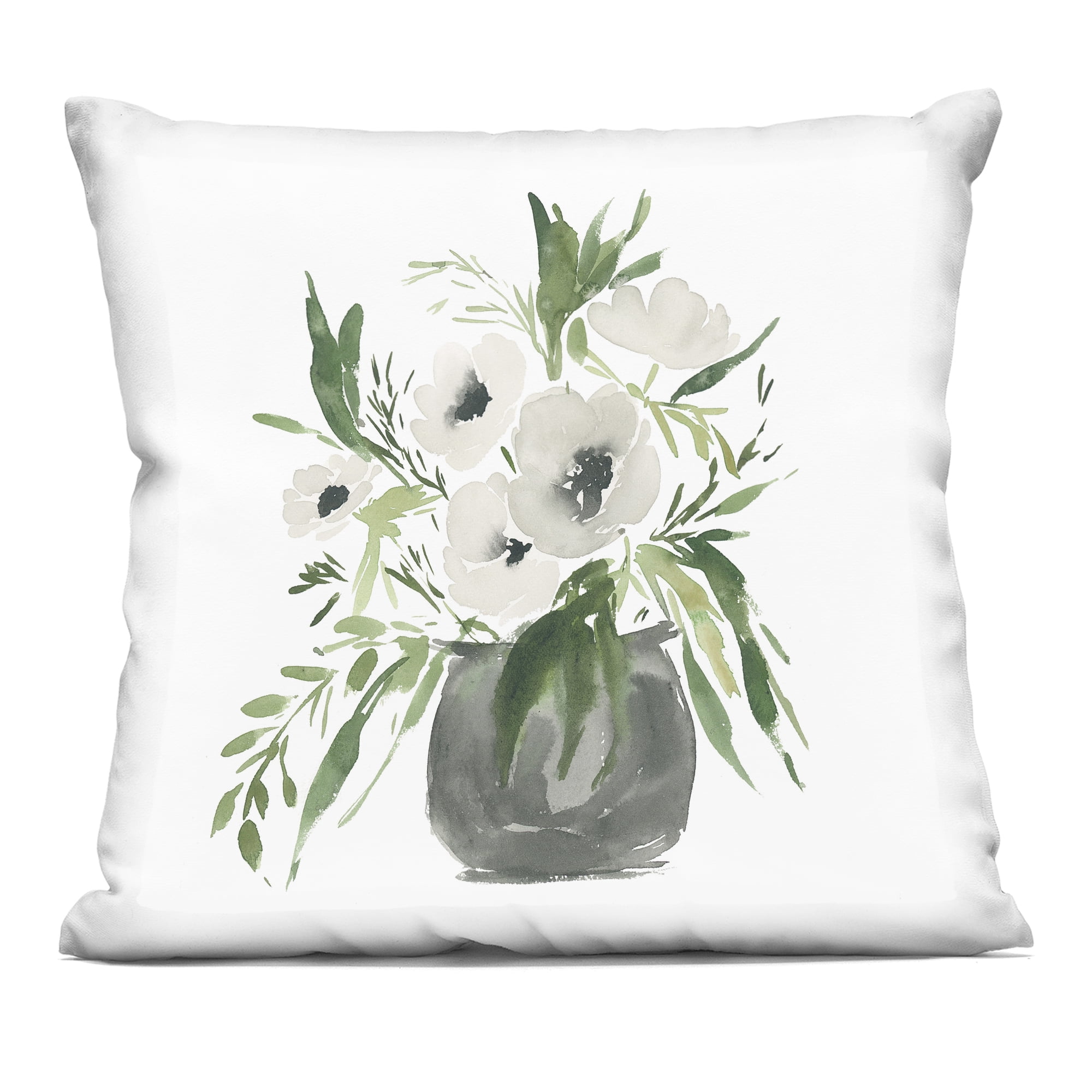 Stupell Industries White Anemone Flower Vase Decorative Printed Throw Pillow, design by Lucille Price