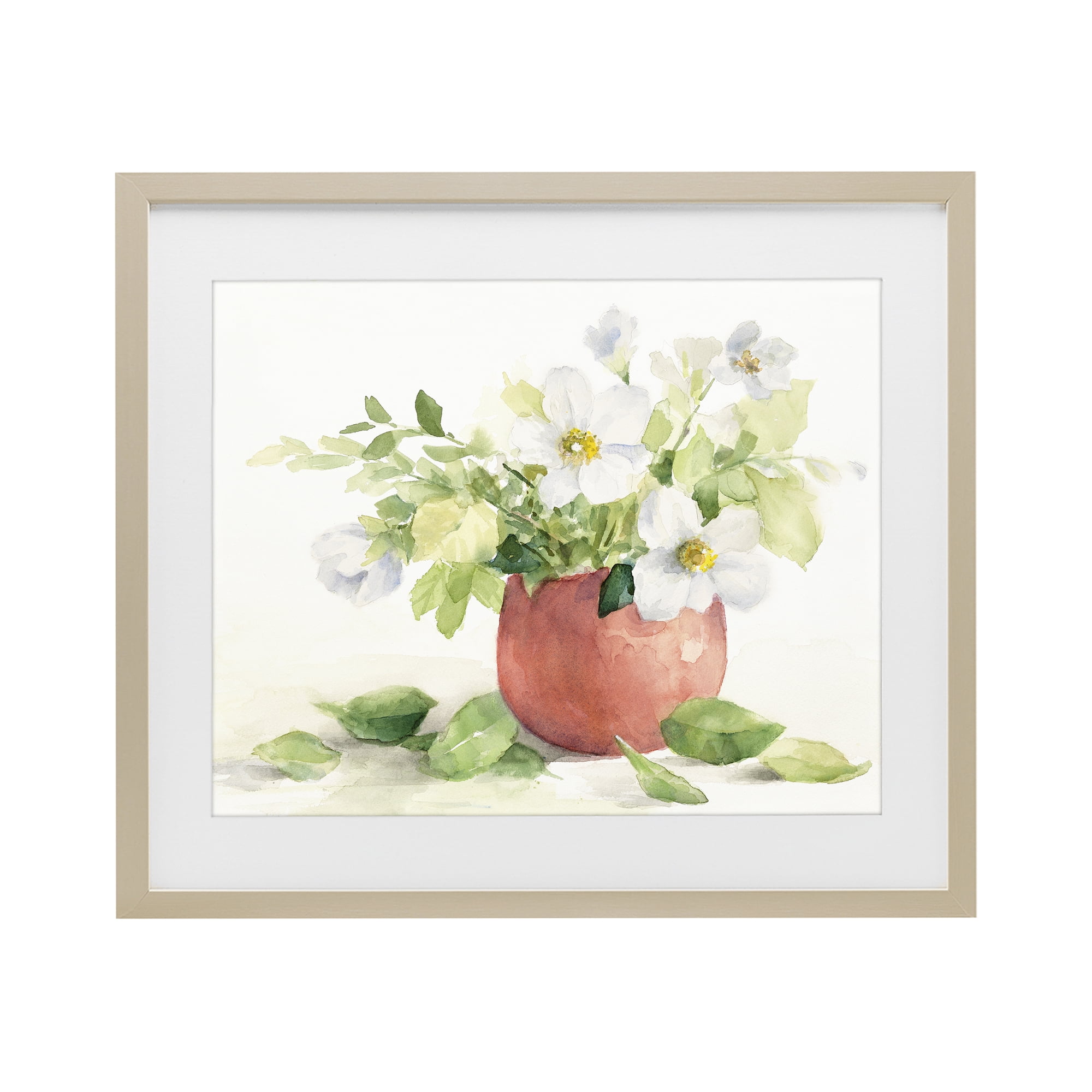 Stupell Industries White Anemones in Copper Vase Birch Framed Print Under Glass, design by Lanie Loreth