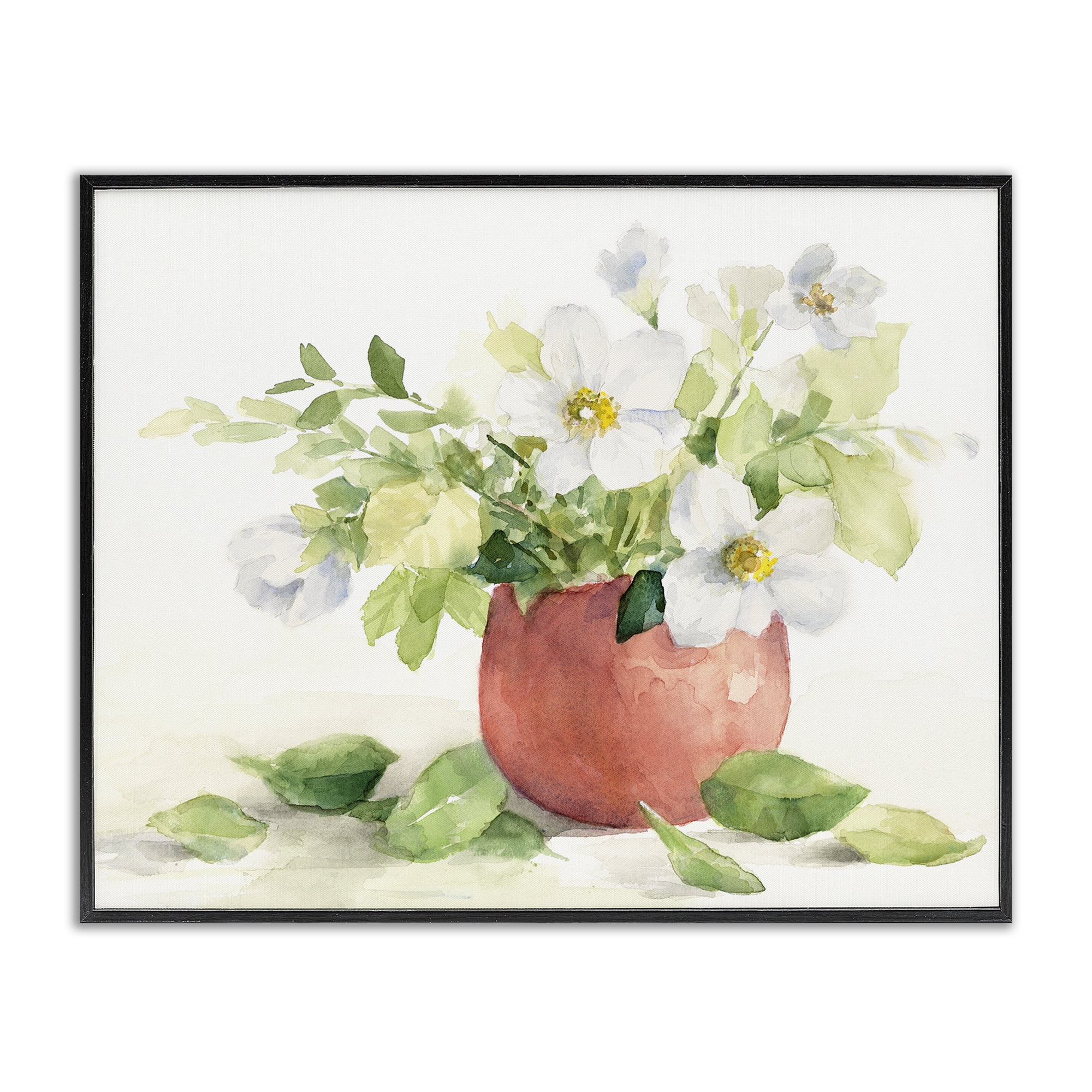 Stupell Industries White Anemones in Copper Vase Black Framed Giclee Art, design by Lanie Loreth