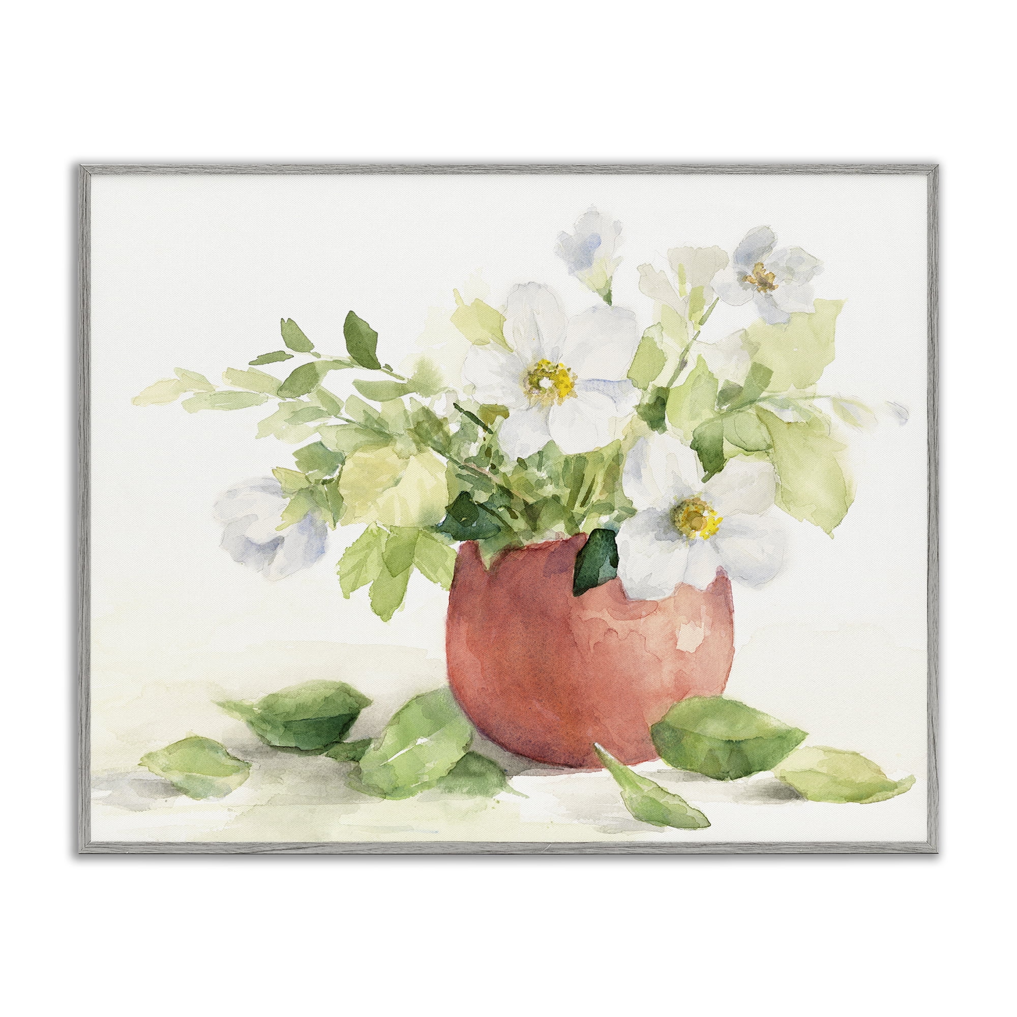 Stupell Industries White Anemones in Copper Vase Gray Framed Giclee Art, design by Lanie Loreth