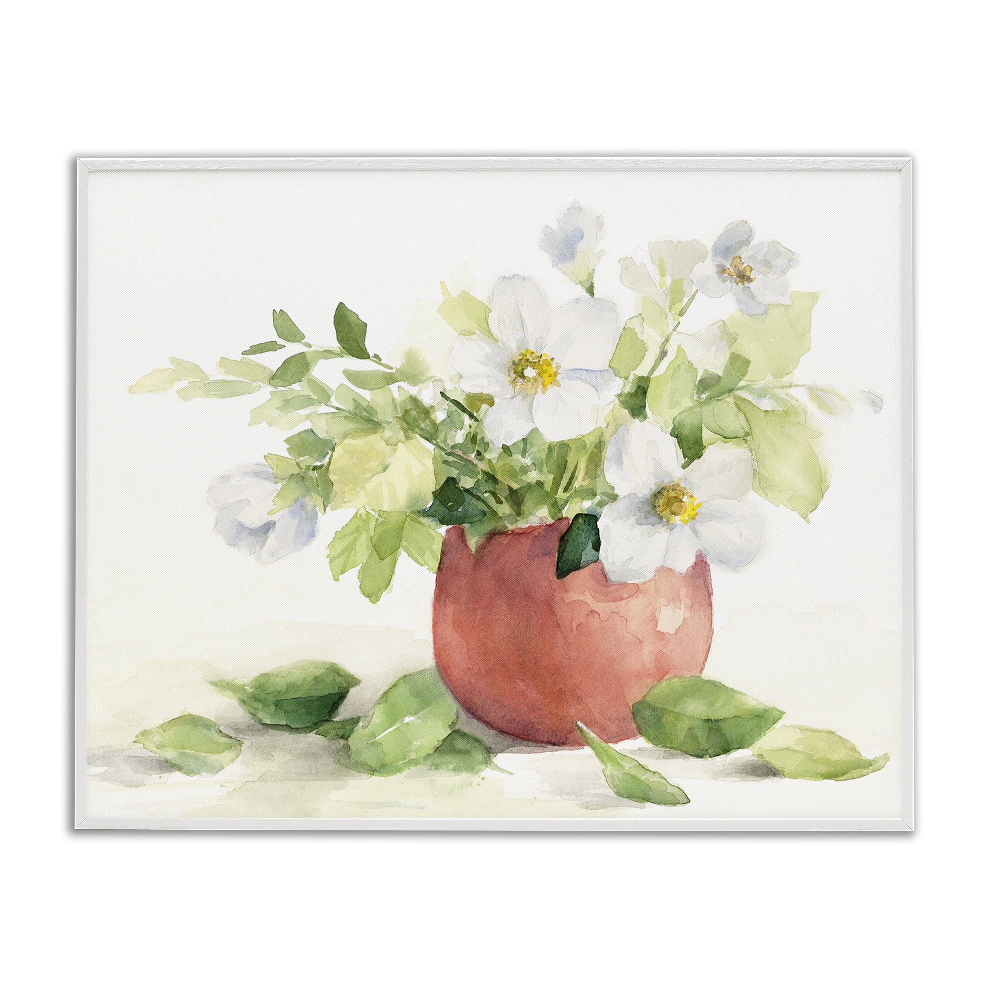 Stupell Industries White Anemones in Copper Vase White Framed Giclee Art, design by Lanie Loreth