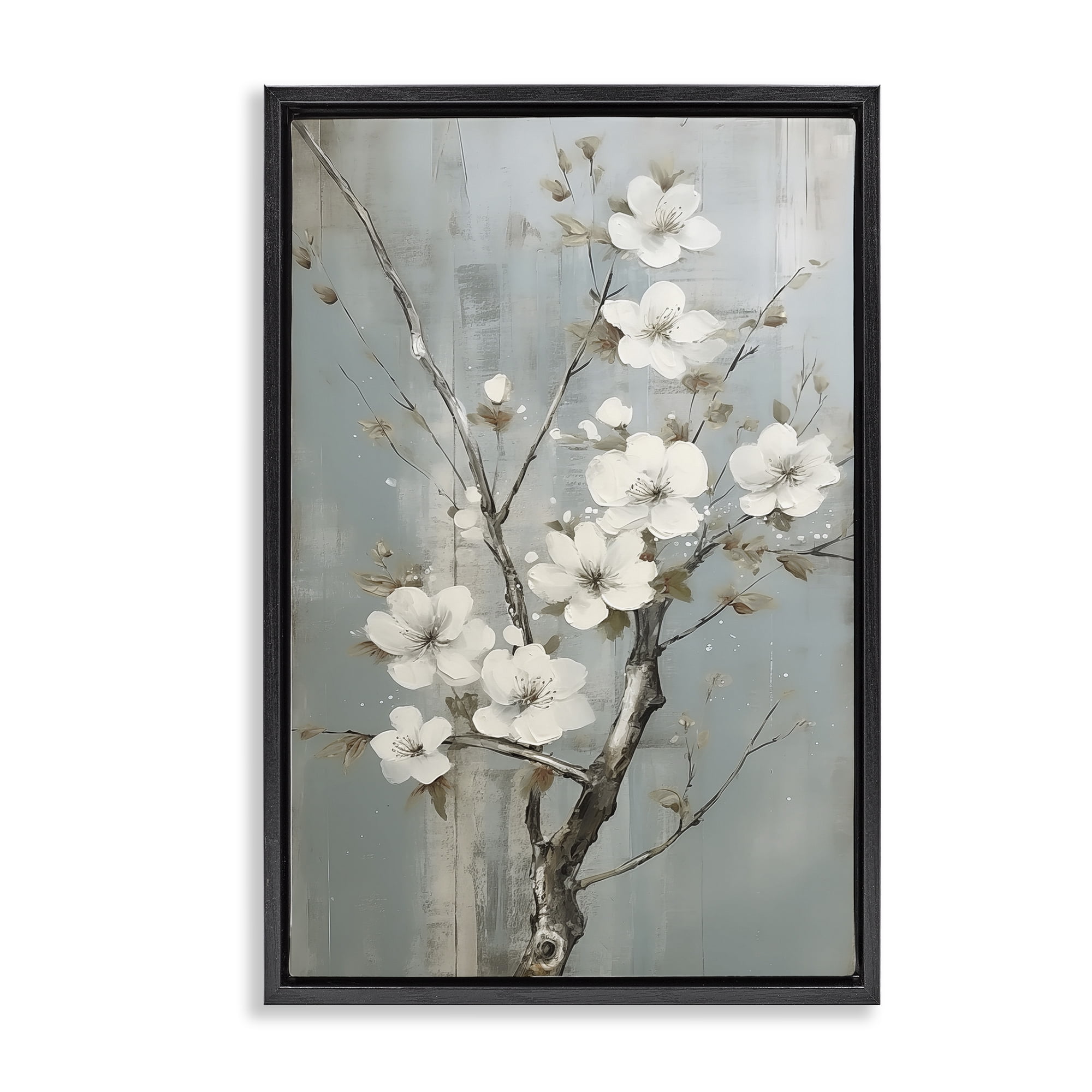 Stupell Industries White Apple Blossoms Botanical & Floral Painting Black Floater Framed Art Print Wall Art, 21 x 31