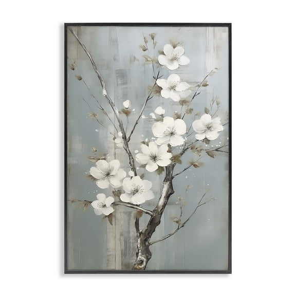 Stupell Industries White Apple Blossoms Botanical & Floral Painting Black Framed Art Print Wall Art, 12 x 18