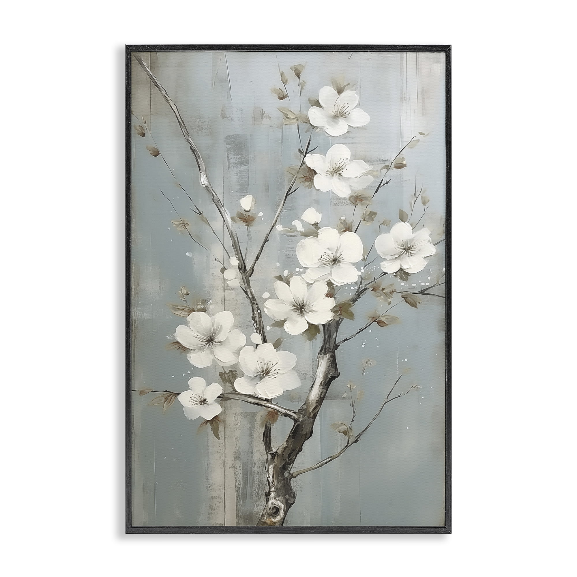 Stupell Industries White Apple Blossoms Botanical & Floral Painting Black Framed Art Print Wall Art, 16 x 24