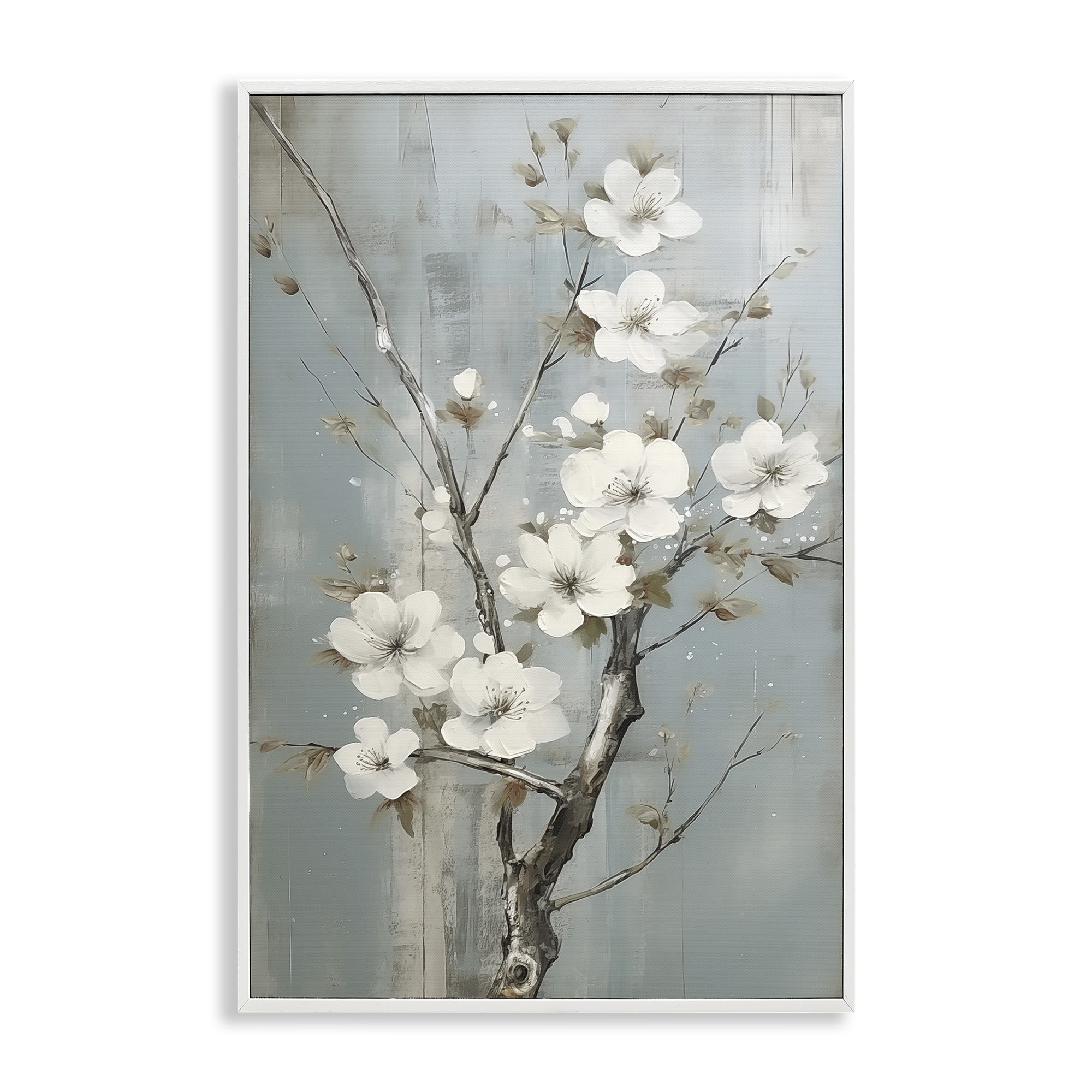 Stupell Industries White Apple Blossoms Botanical & Floral Painting White Framed Art Print Wall Art, 20 x 30